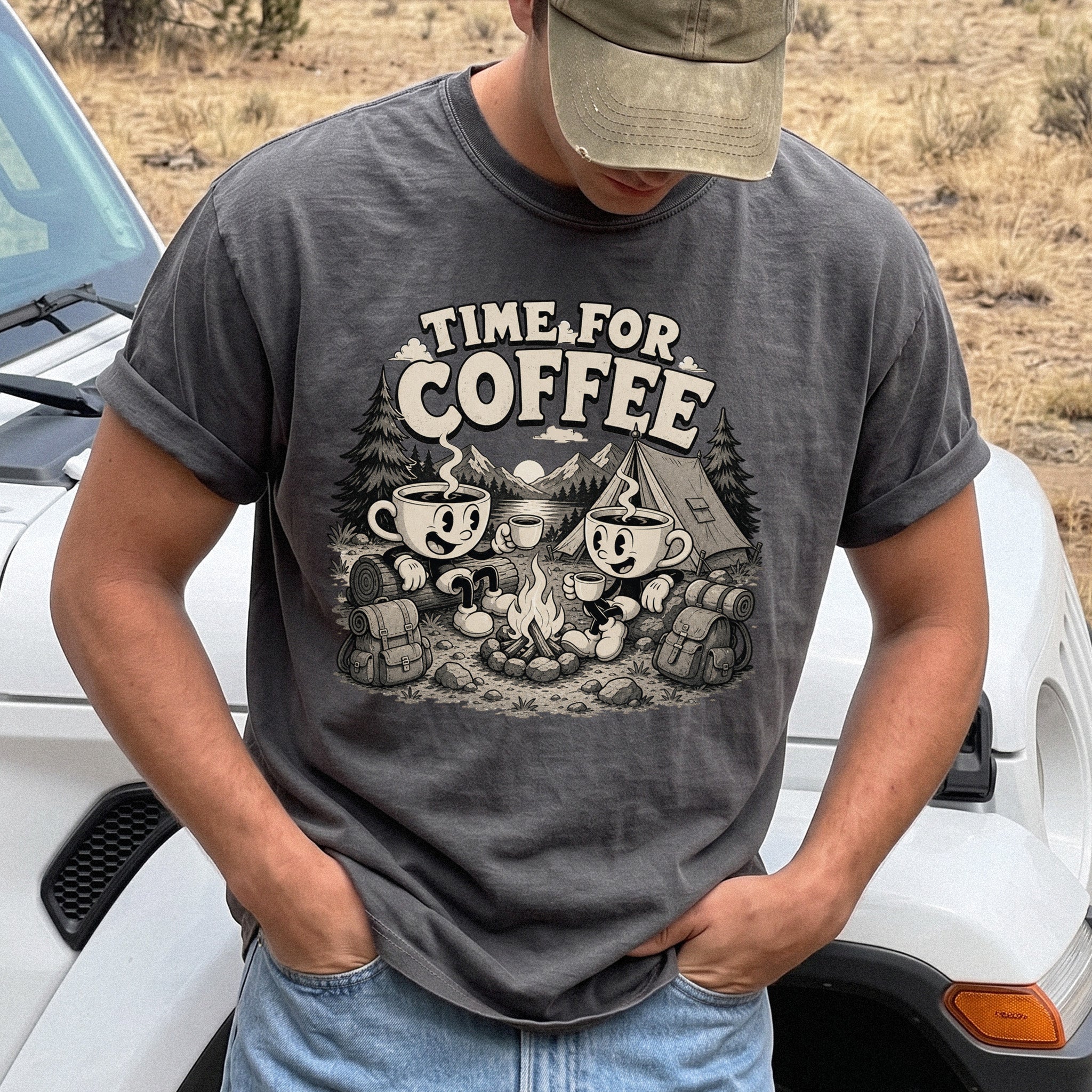 Time for Coffee Comfort Colors Shirt – Camping Coffee Tee