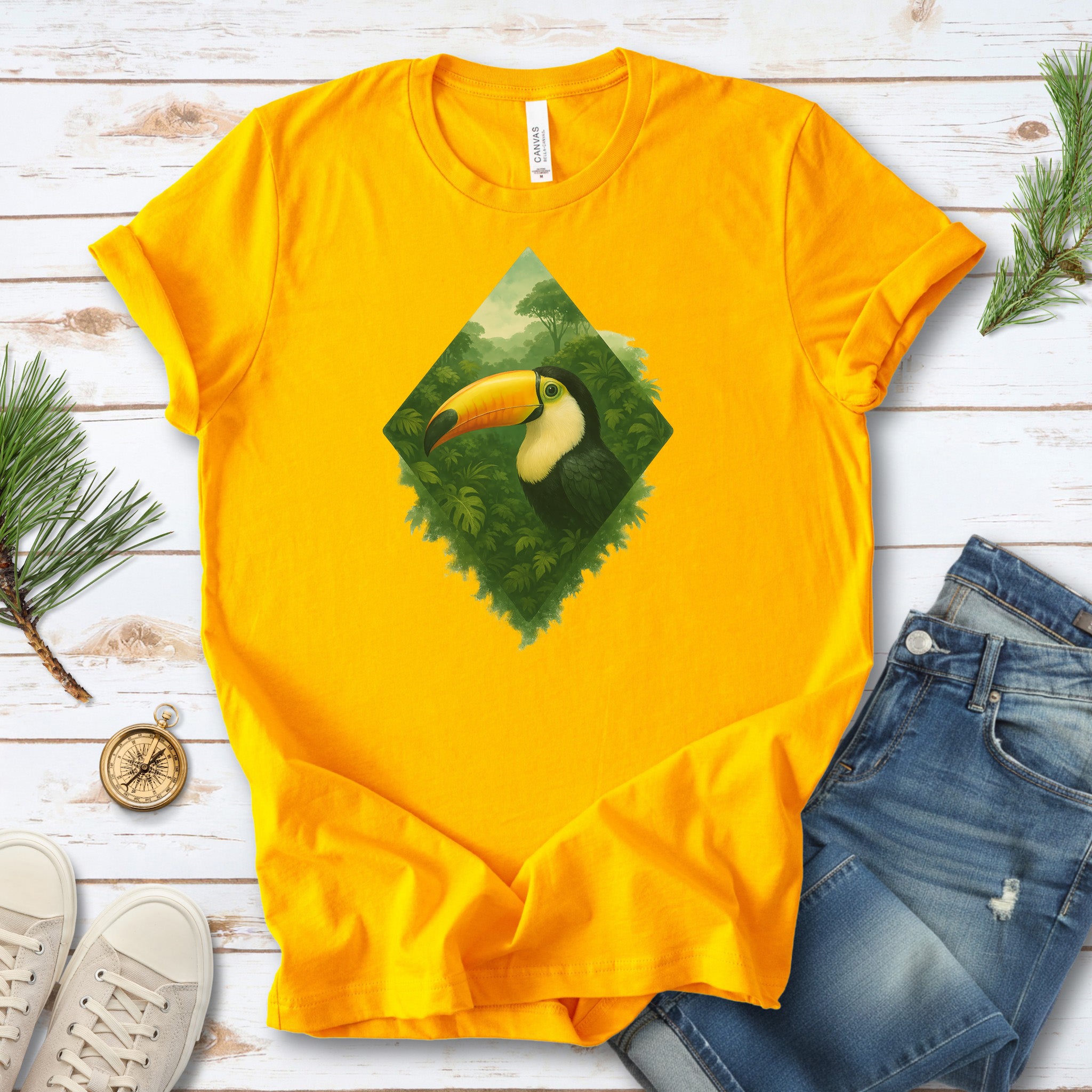 Toucan Jungle Diamond T-Shirt – Tropical Bird Lover Paradise Tee