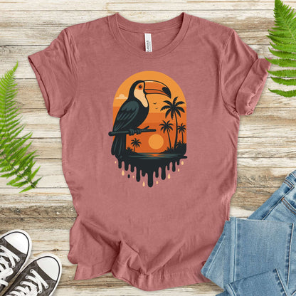 Toucan Tropical Sunset T-Shirt – Retro Jungle Bird Lover Tee