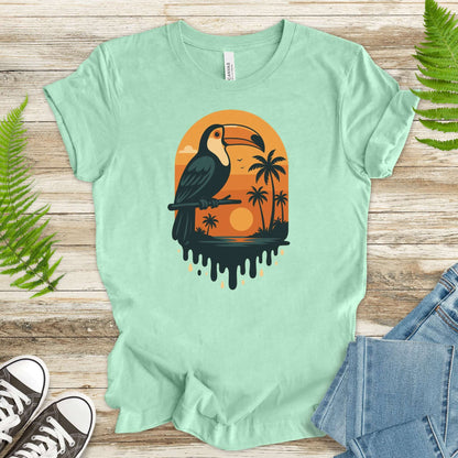 Toucan Tropical Sunset T-Shirt – Retro Jungle Bird Lover Tee