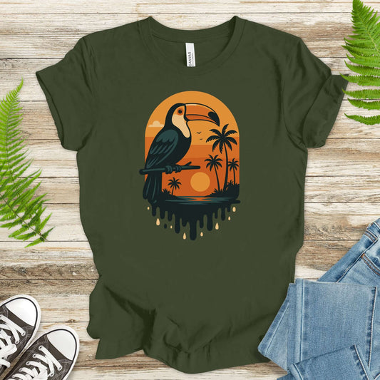 Toucan Tropical Sunset T-Shirt – Retro Jungle Bird Lover Tee