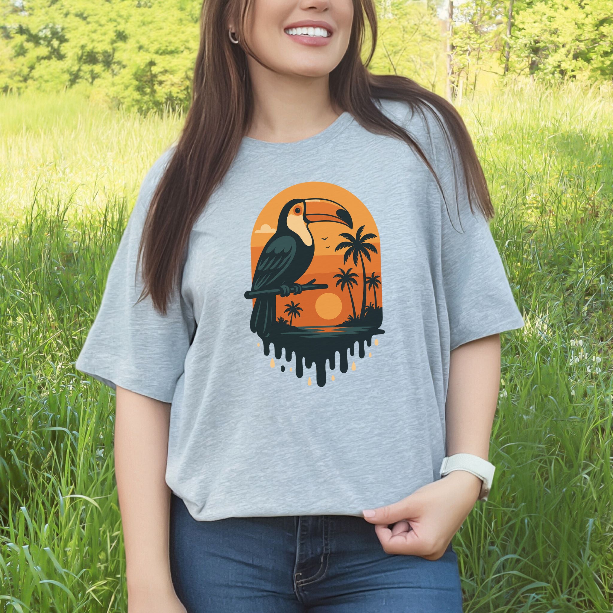 Toucan Tropical Sunset T-Shirt – Retro Jungle Bird Lover Tee