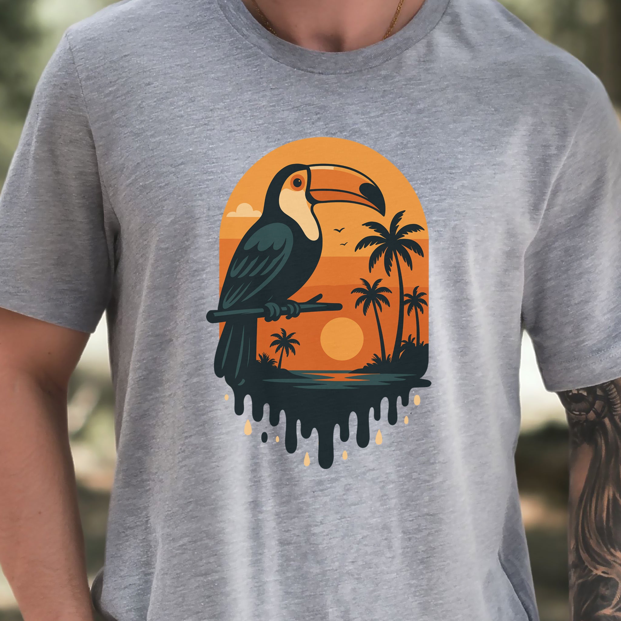 Toucan Tropical Sunset T-Shirt – Retro Jungle Bird Lover Tee
