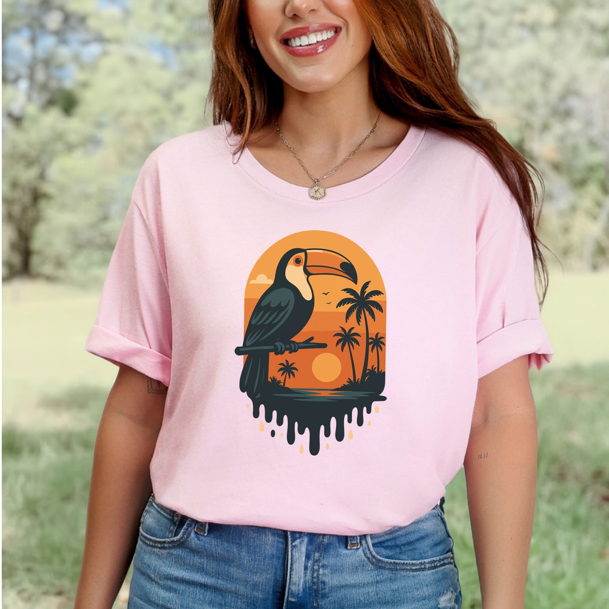 Toucan Tropical Sunset T-Shirt – Retro Jungle Bird Lover Tee