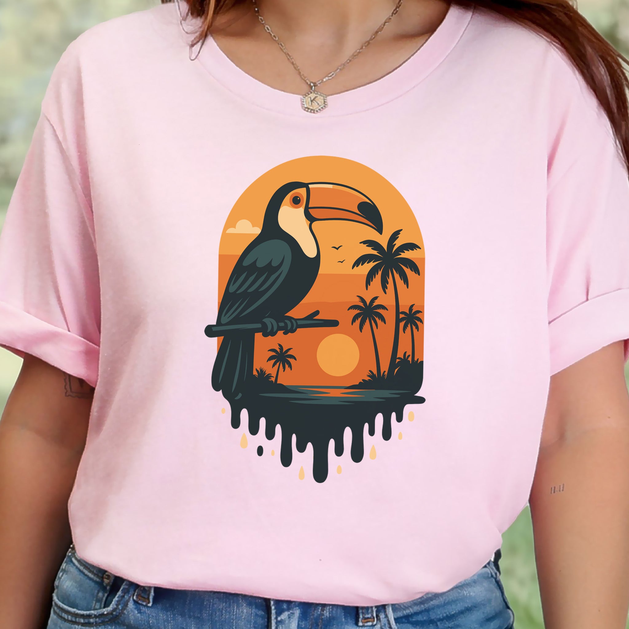 Toucan Tropical Sunset T-Shirt – Retro Jungle Bird Lover Tee