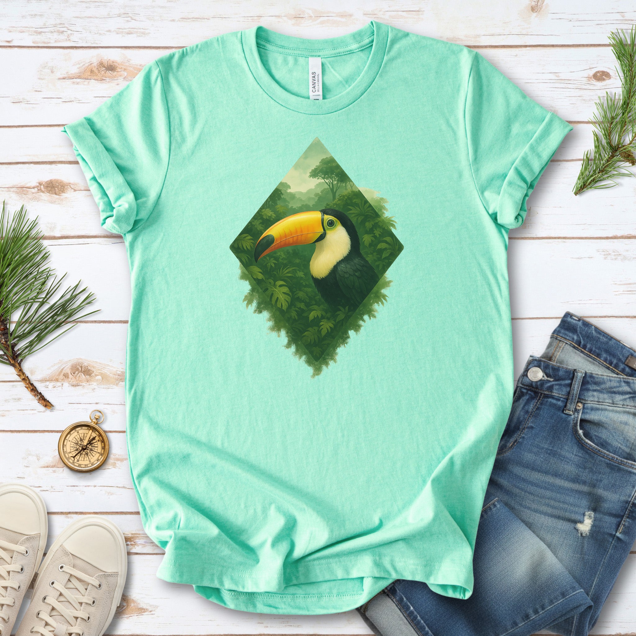 Toucan Jungle Diamond T-Shirt – Tropical Bird Lover Paradise Tee