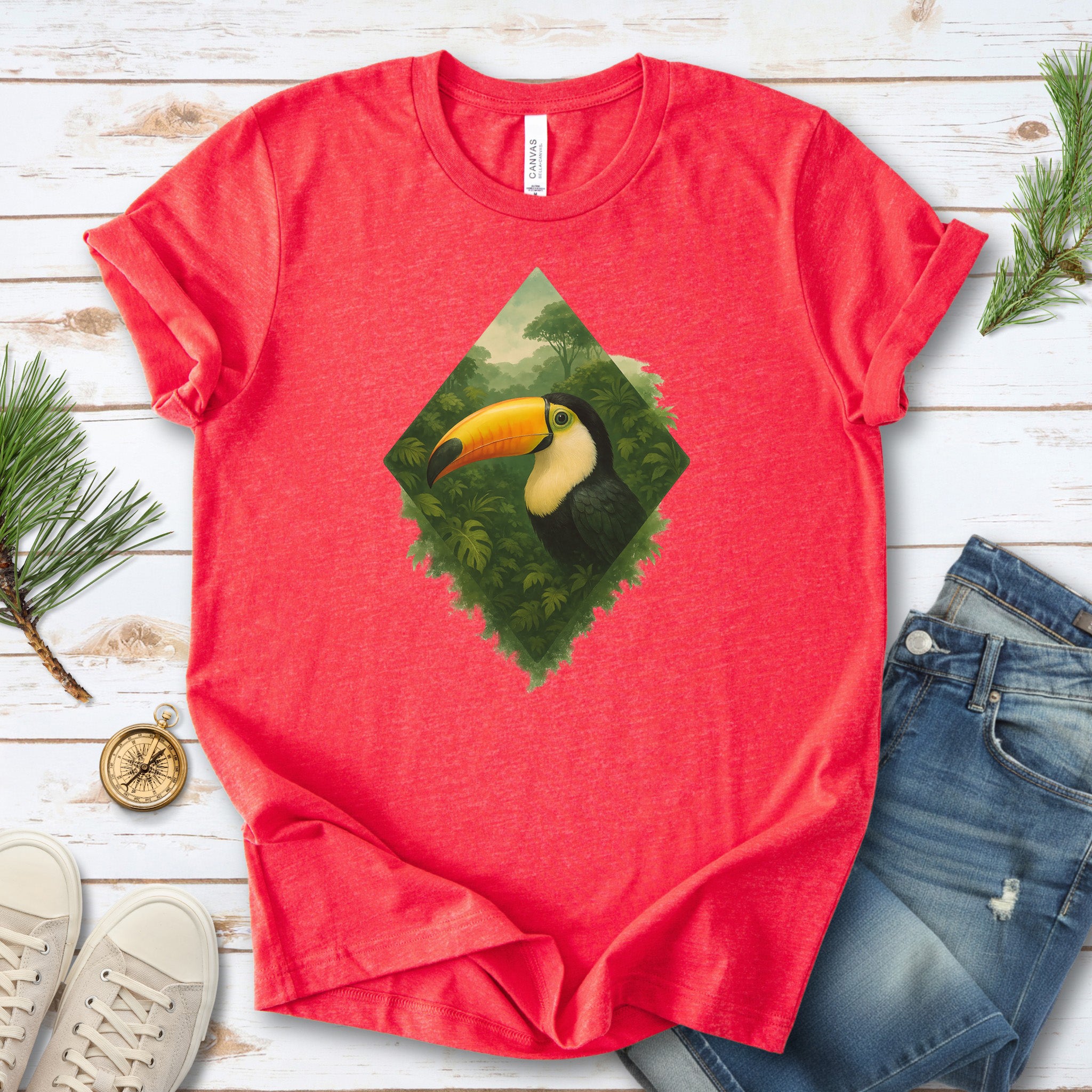 Toucan Jungle Diamond T-Shirt – Tropical Bird Lover Paradise Tee
