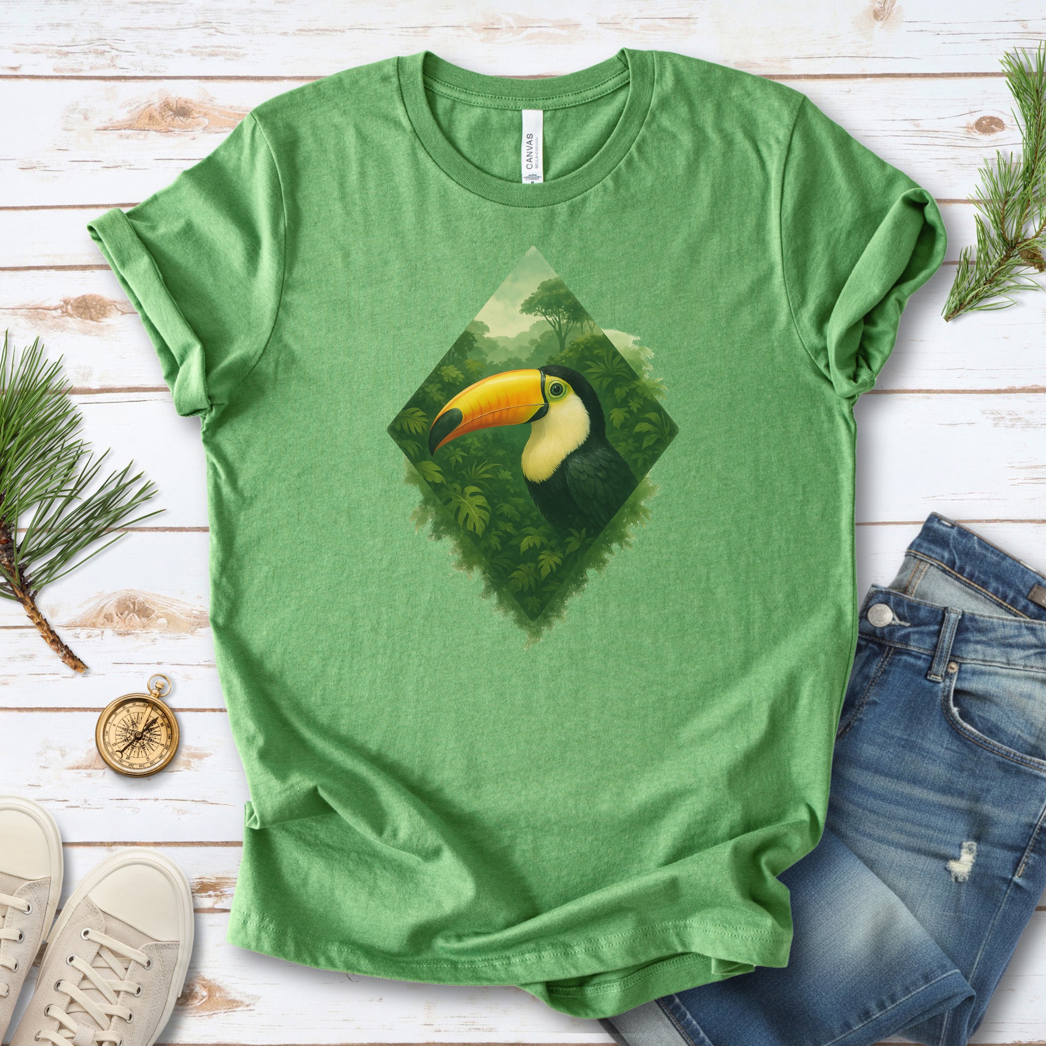Toucan Jungle Diamond T-Shirt – Tropical Bird Lover Paradise Tee