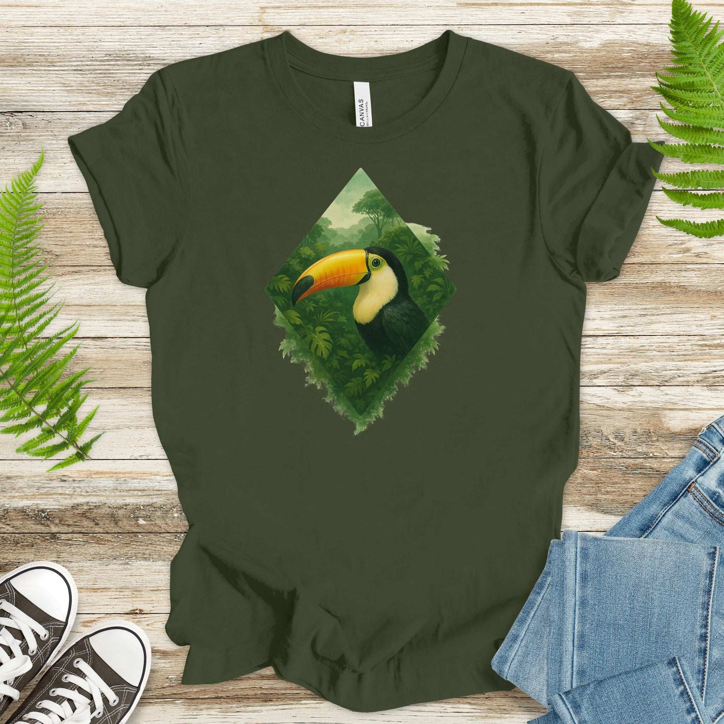 Toucan Jungle Diamond T-Shirt – Tropical Bird Lover Paradise Tee