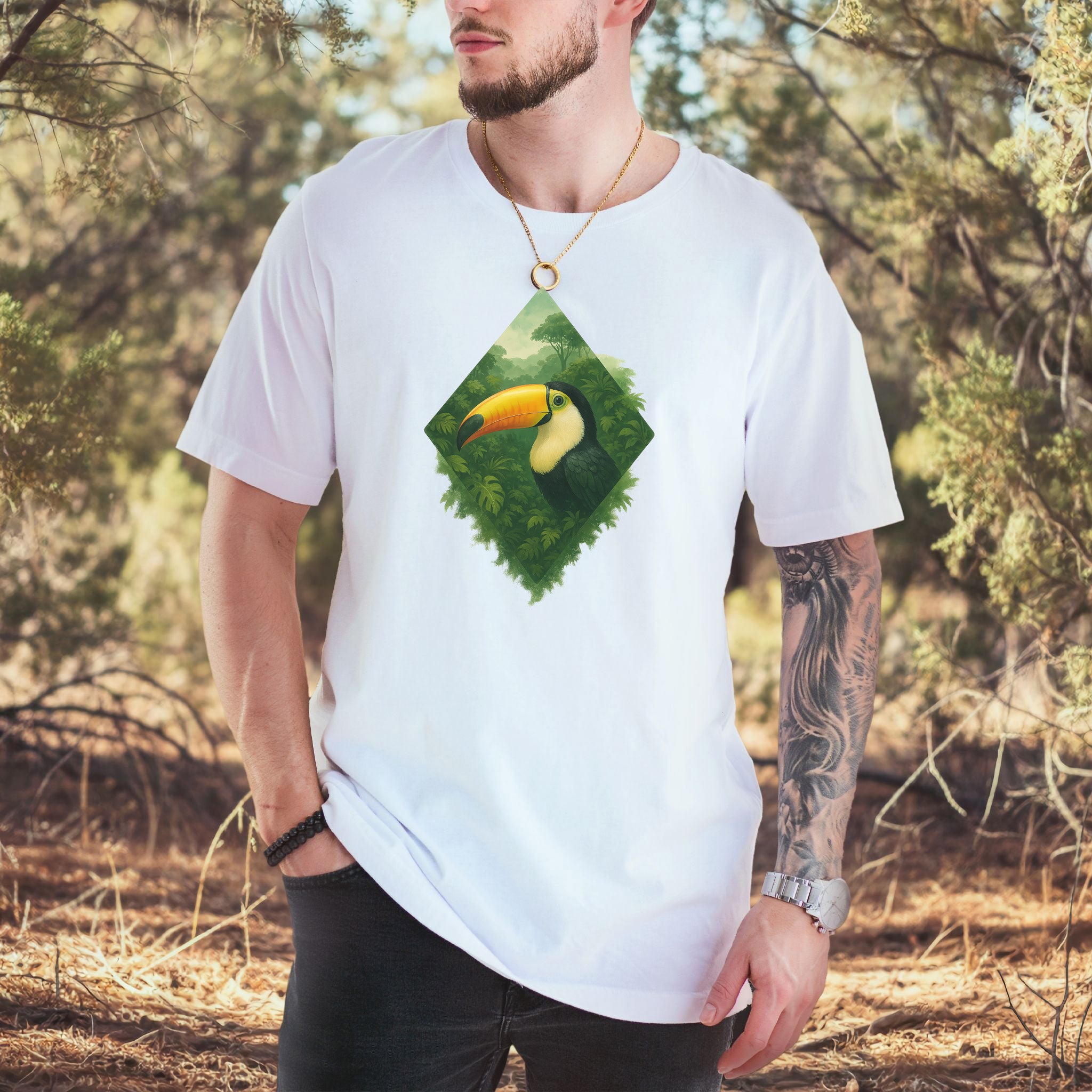 Toucan Jungle Diamond T-Shirt – Tropical Bird Lover Paradise Tee