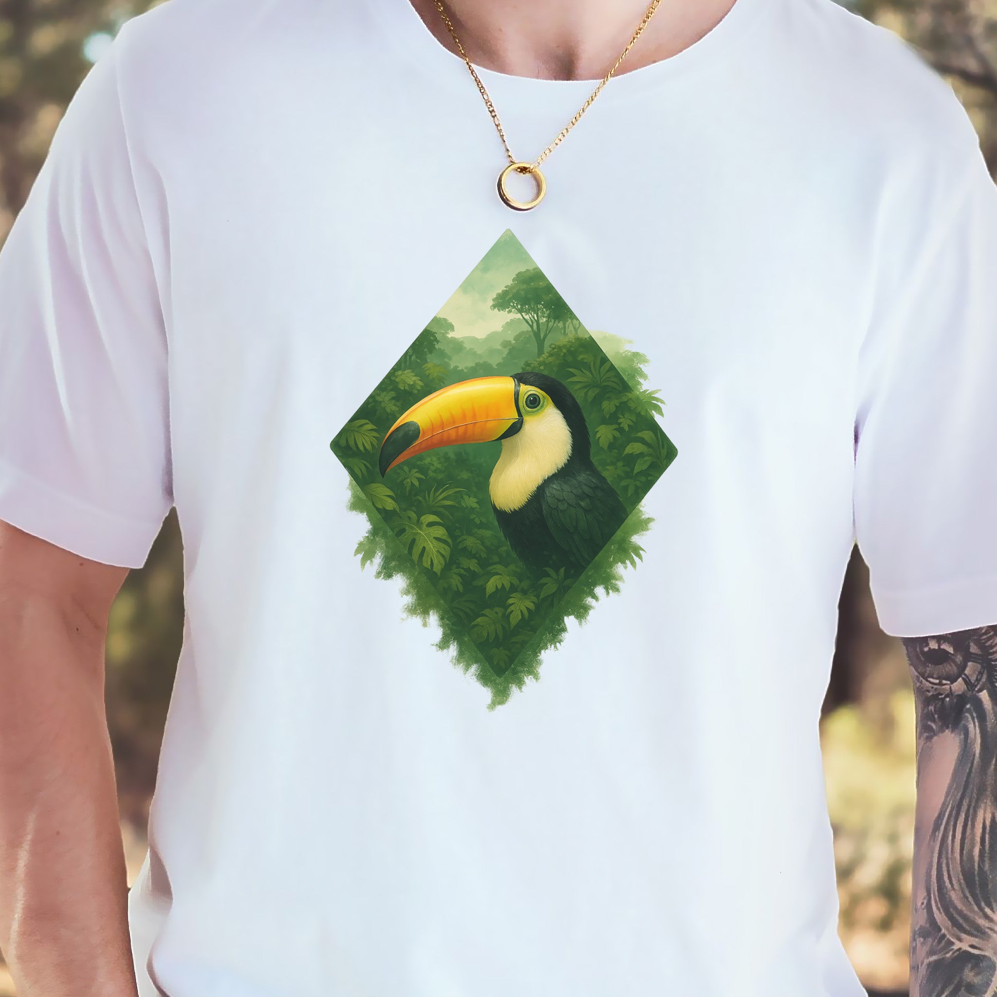 Toucan Jungle Diamond T-Shirt – Tropical Bird Lover Paradise Tee