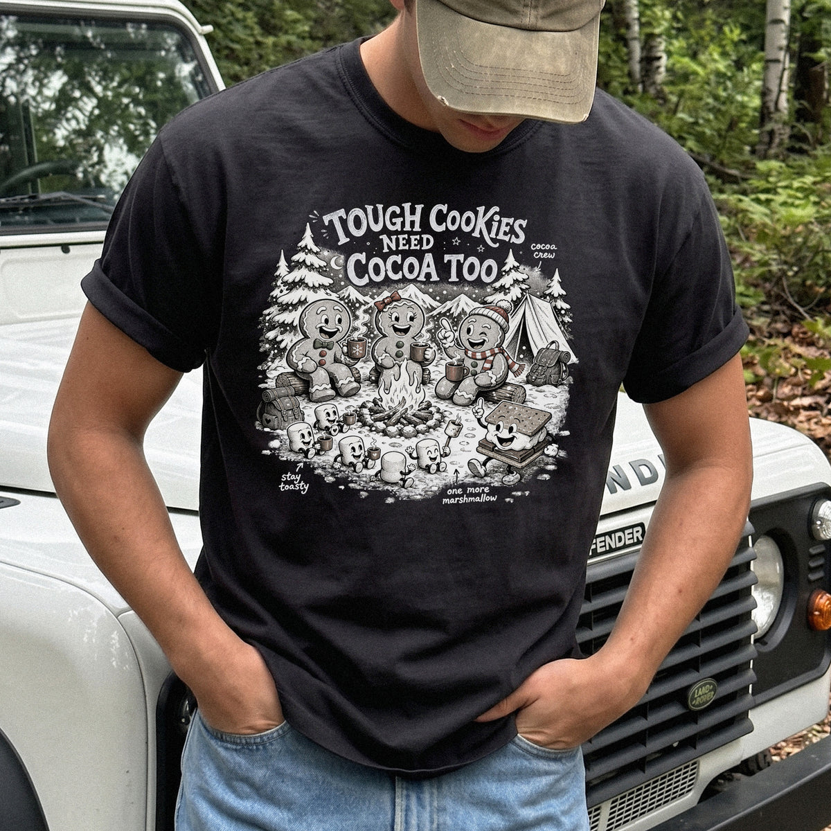 Tough Cookies Need Cocoa Too Comfort Colors Shirt – Gingerbread Campfire Tee