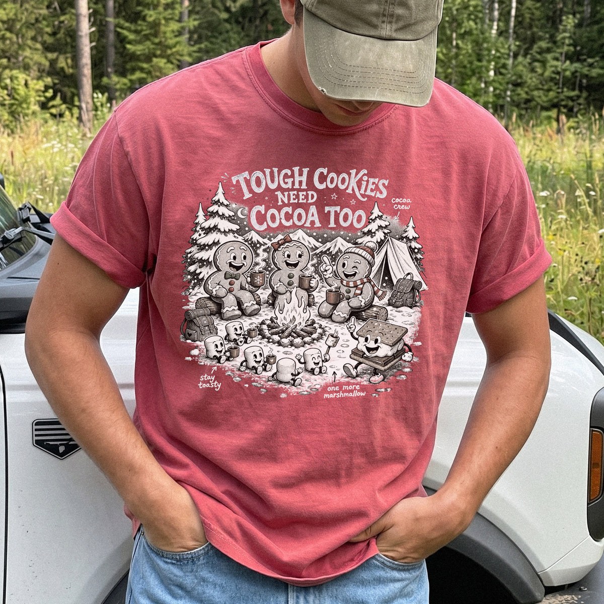 Tough Cookies Need Cocoa Too Comfort Colors Shirt – Gingerbread Campfire Tee