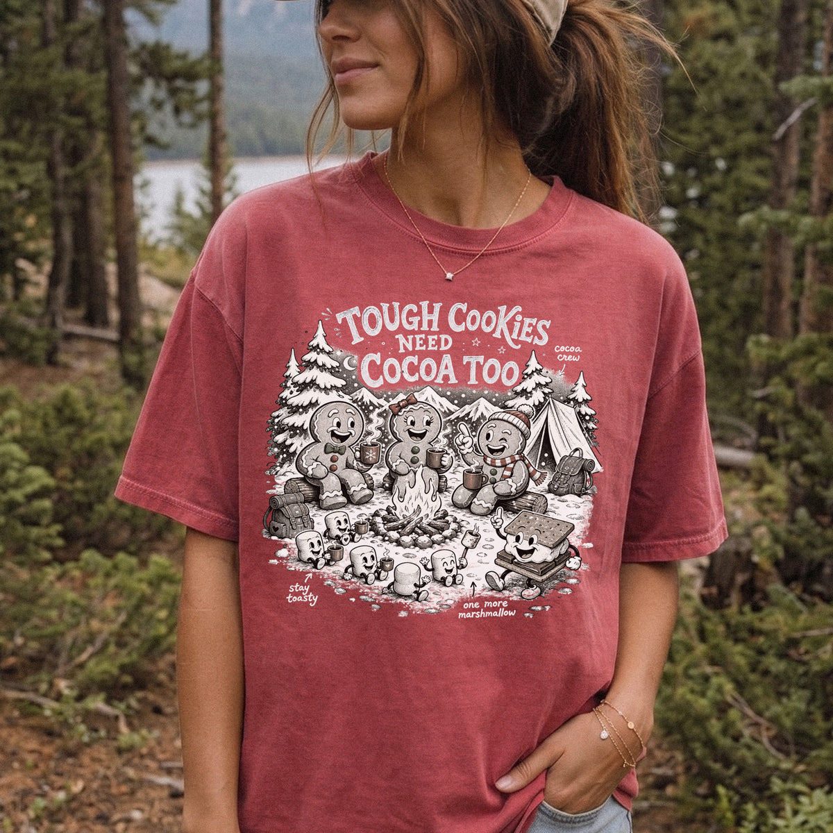 Tough Cookies Need Cocoa Too Comfort Colors Shirt – Gingerbread Campfire Tee