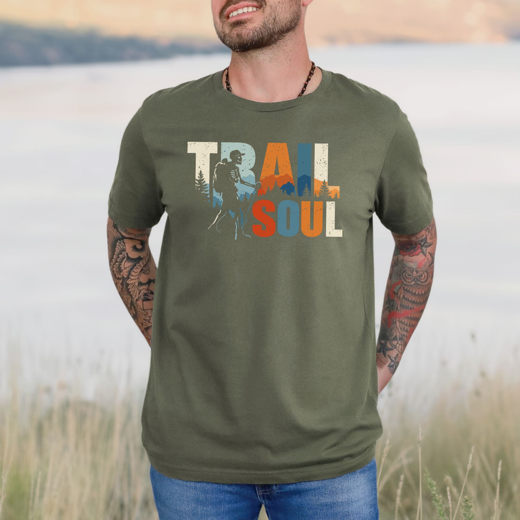 Trail Soul Retro Skeleton Hiking Adventure T-Shirt