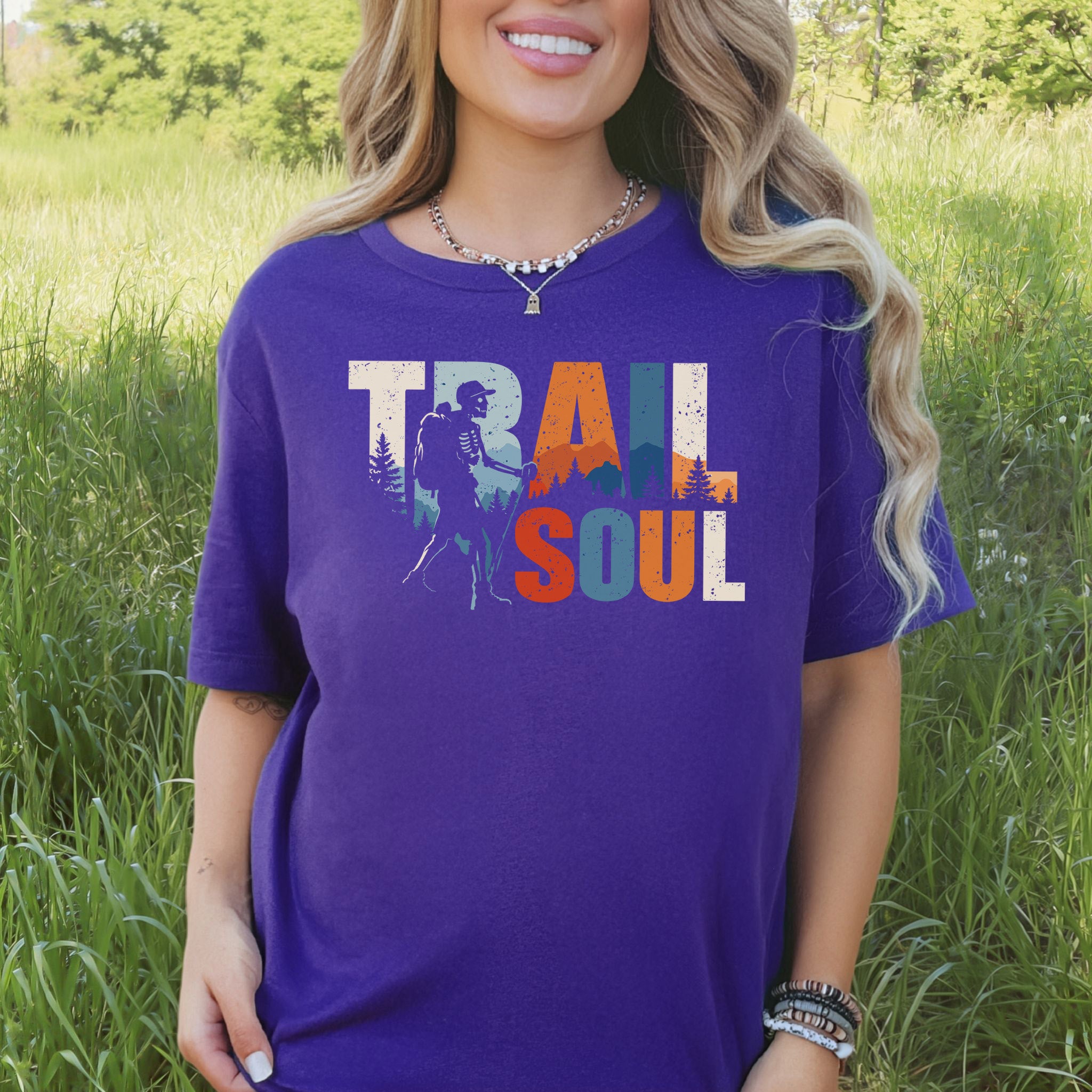 Trail Soul Retro Skeleton Hiking Adventure T-Shirt