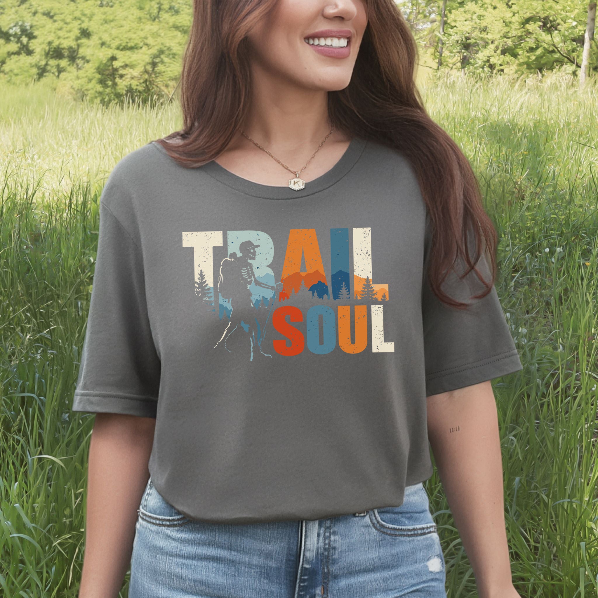 Trail Soul Retro Skeleton Hiking Adventure T-Shirt