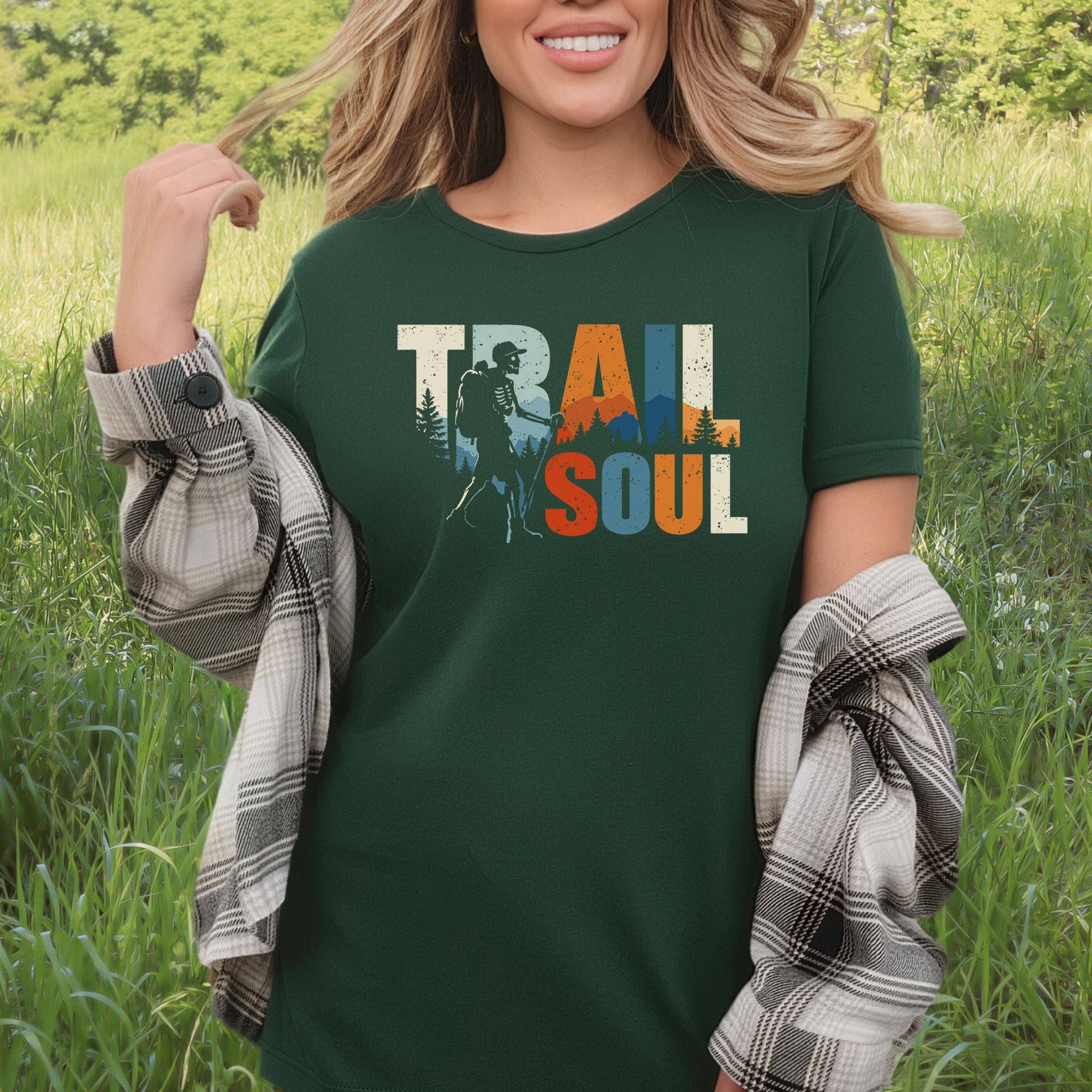 Trail Soul Retro Skeleton Hiking Adventure T-Shirt