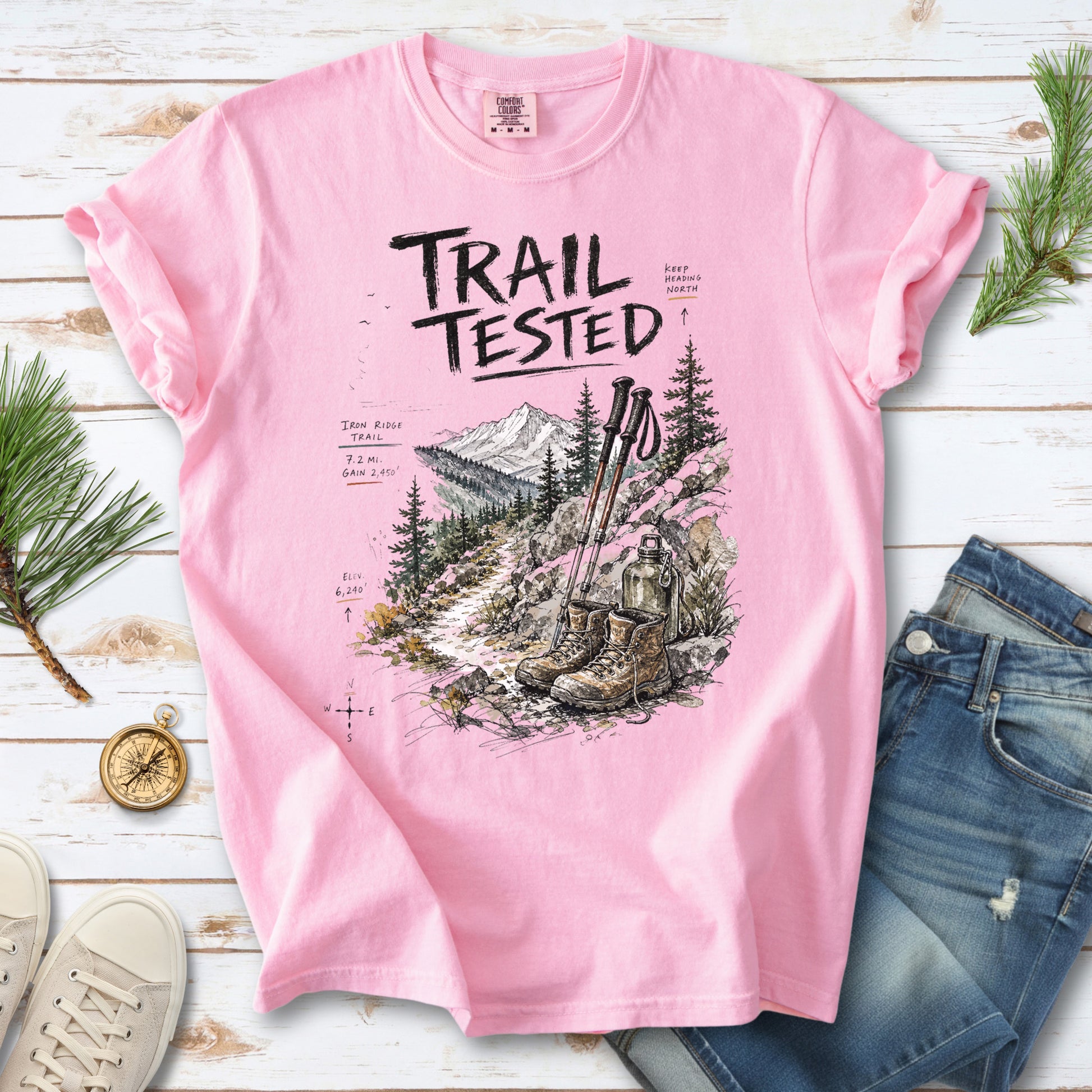Trail Tested Comfort Colors Shirt – Vintage Hiking Boots T-Shirt