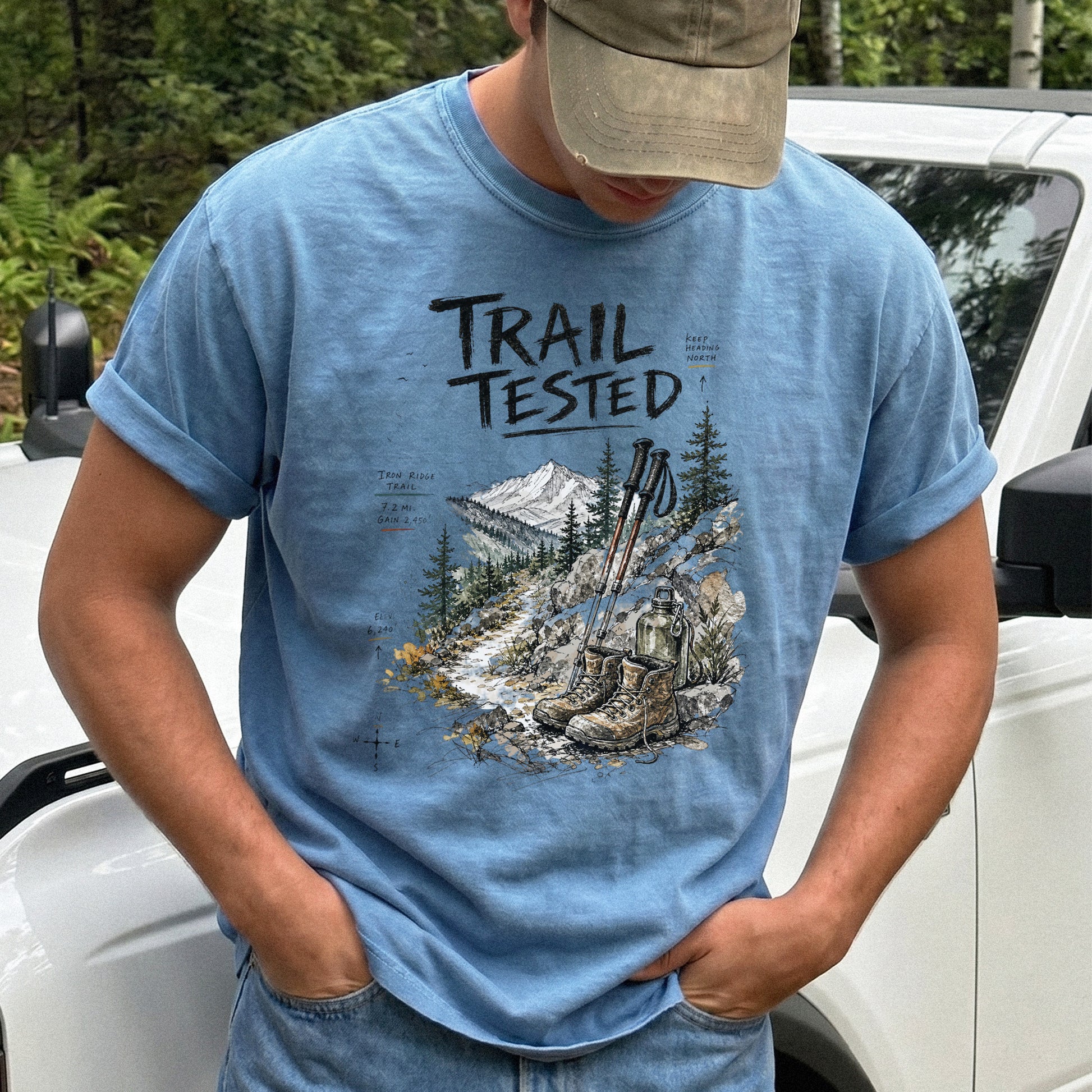 Trail Tested Comfort Colors Shirt – Vintage Hiking Boots T-Shirt