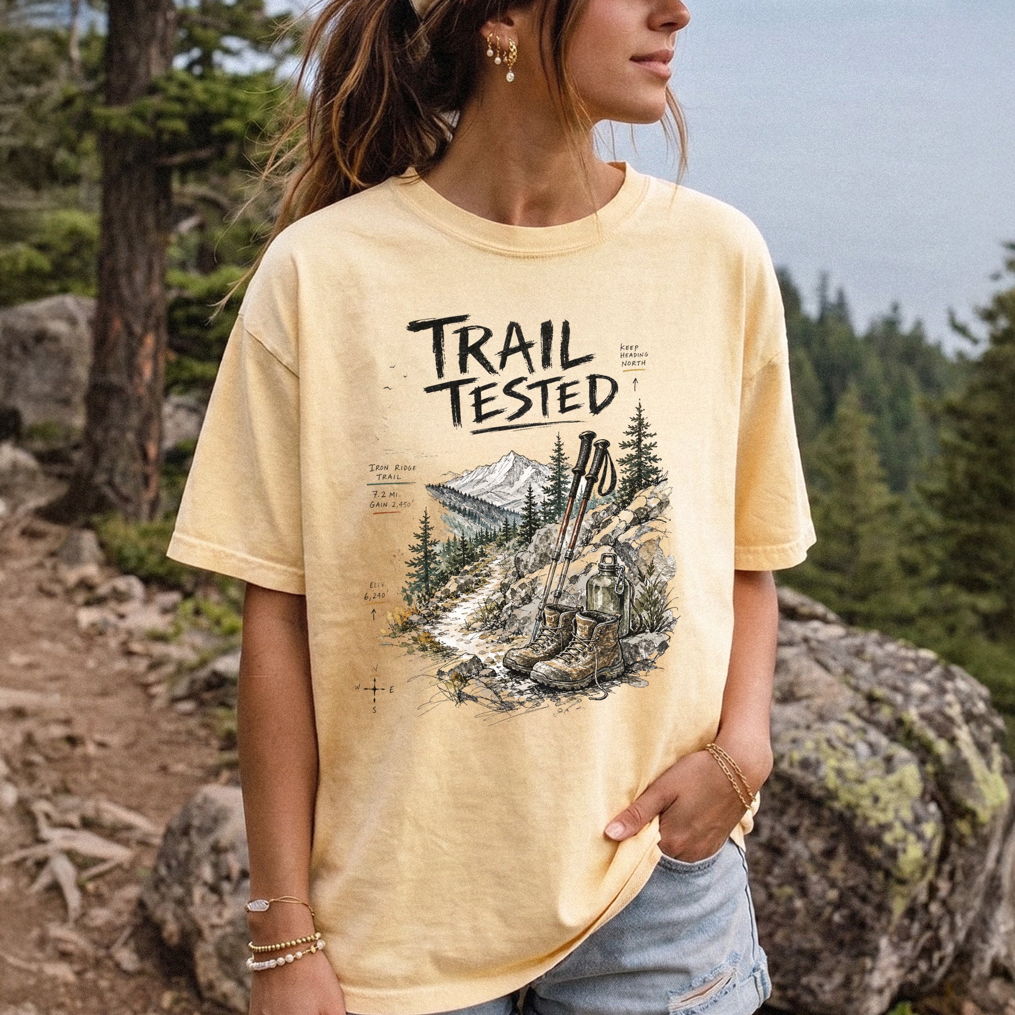 Trail Tested Comfort Colors Shirt – Vintage Hiking Boots T-Shirt