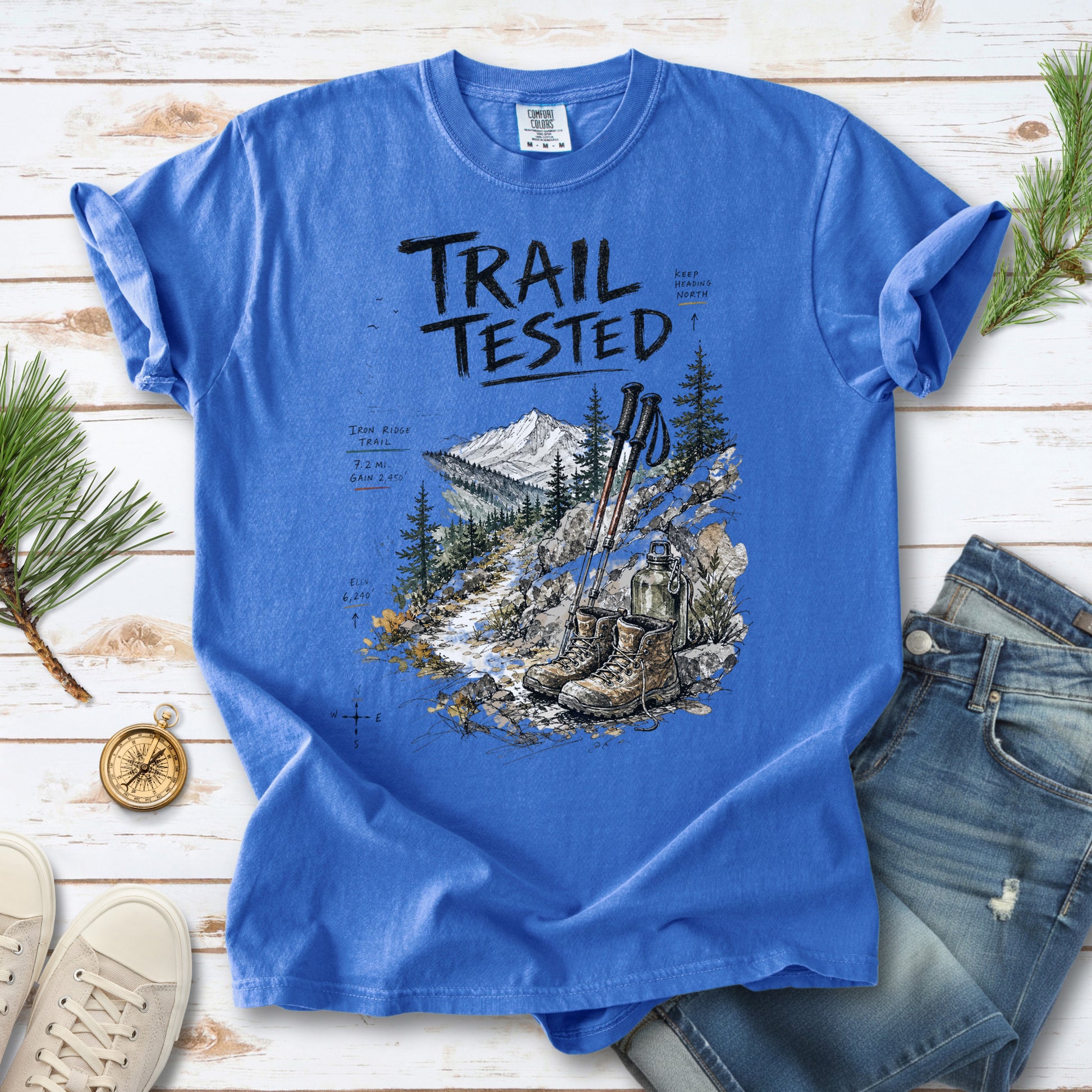 Trail Tested Comfort Colors Shirt – Vintage Hiking Boots T-Shirt