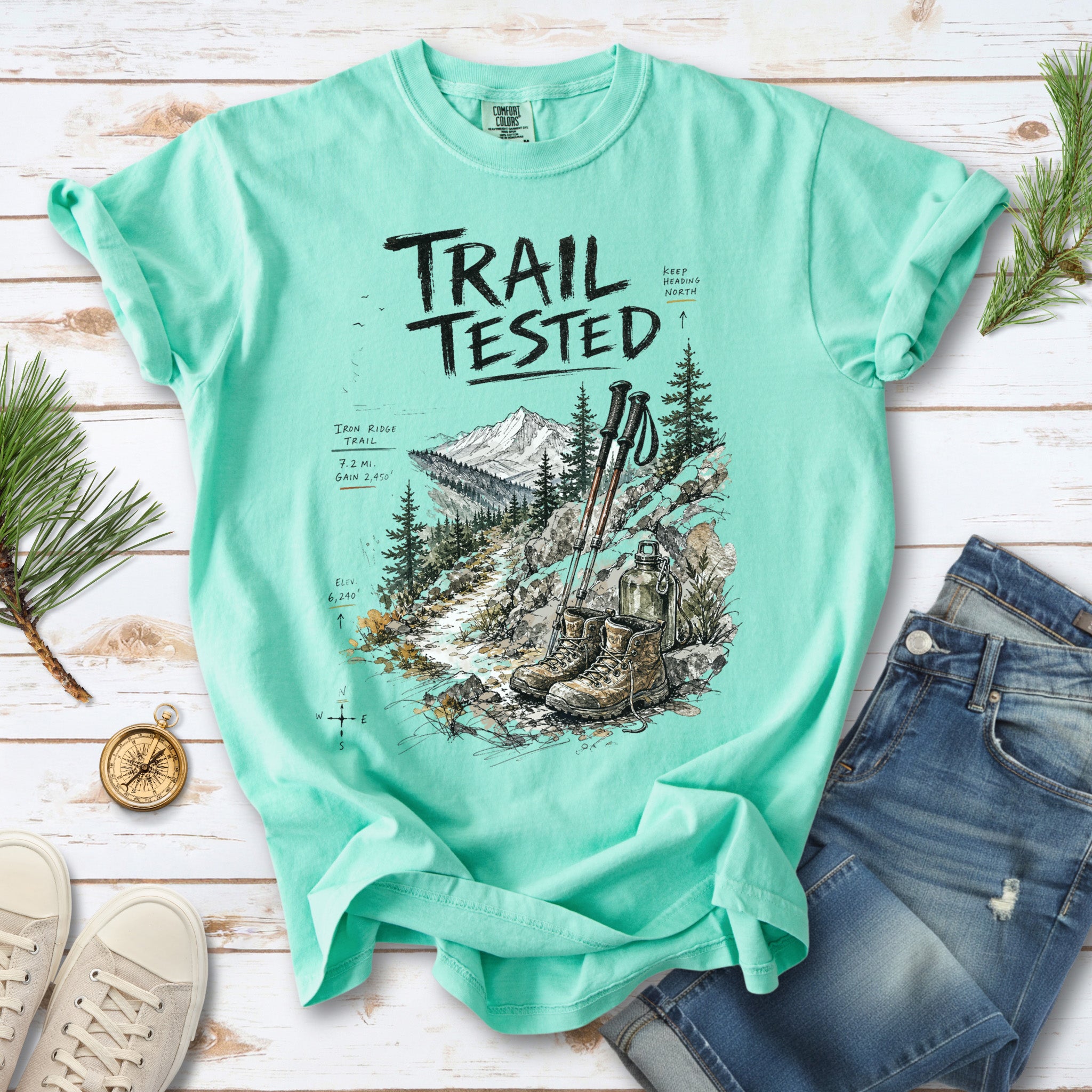 Trail Tested Comfort Colors Shirt – Vintage Hiking Boots T-Shirt