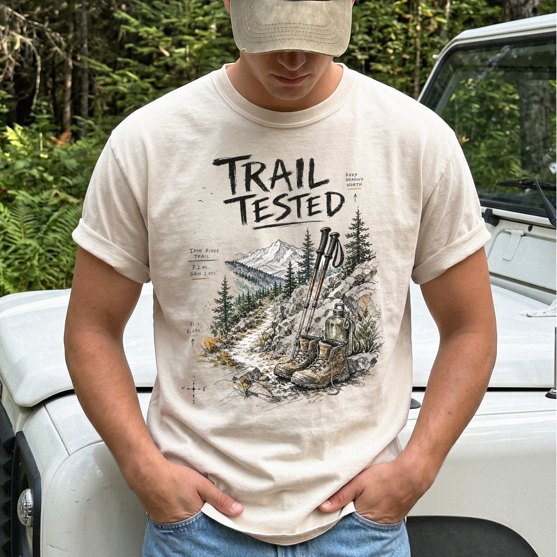 Trail Tested Comfort Colors Shirt – Vintage Hiking Boots T-Shirt