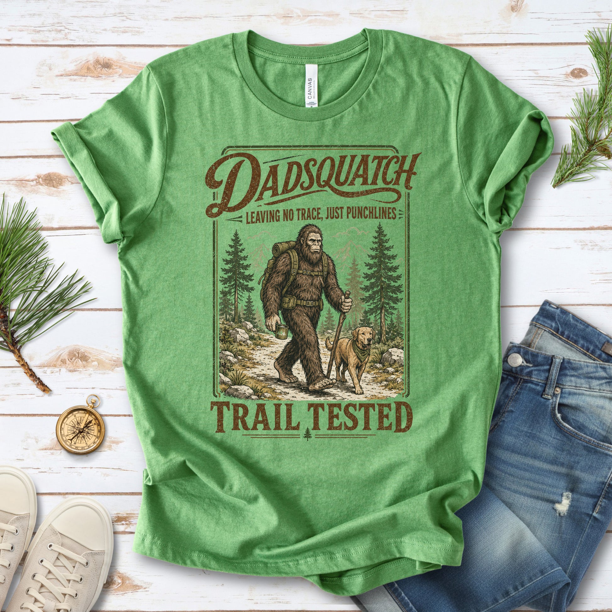 Dadsquatch Trail Tested Dog Dad Bigfoot Hiking Humor T-Shirt