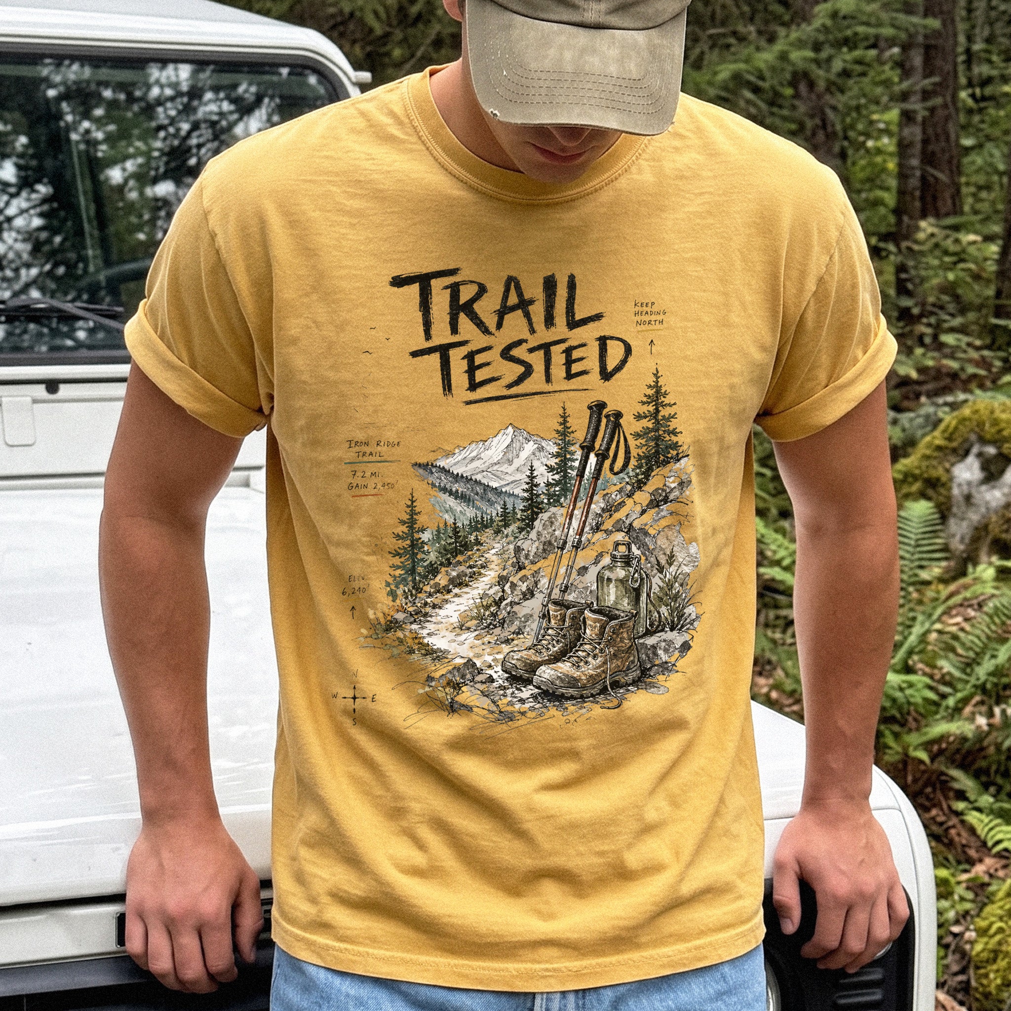 Trail Tested Comfort Colors Shirt – Vintage Hiking Boots T-Shirt
