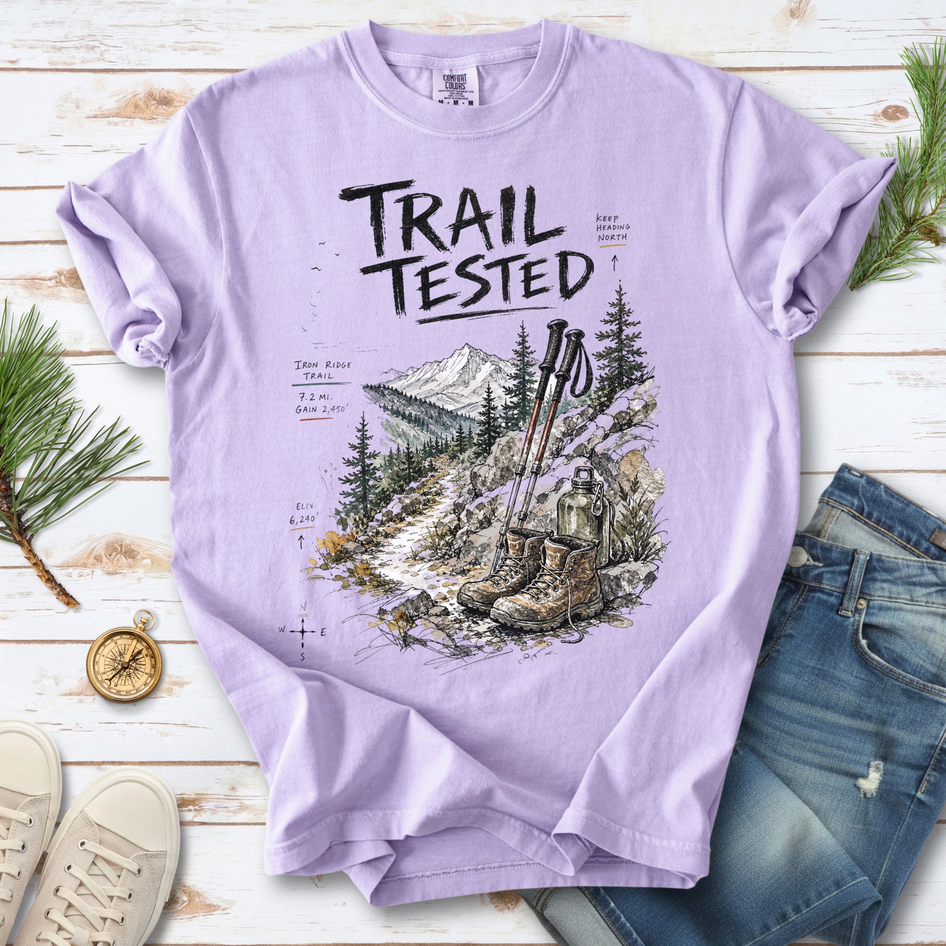Trail Tested Comfort Colors Shirt – Vintage Hiking Boots T-Shirt