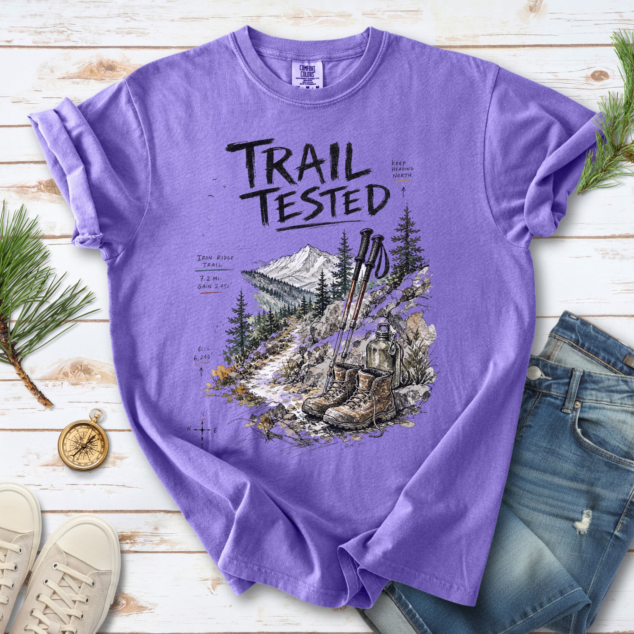 Trail Tested Comfort Colors Shirt – Vintage Hiking Boots T-Shirt
