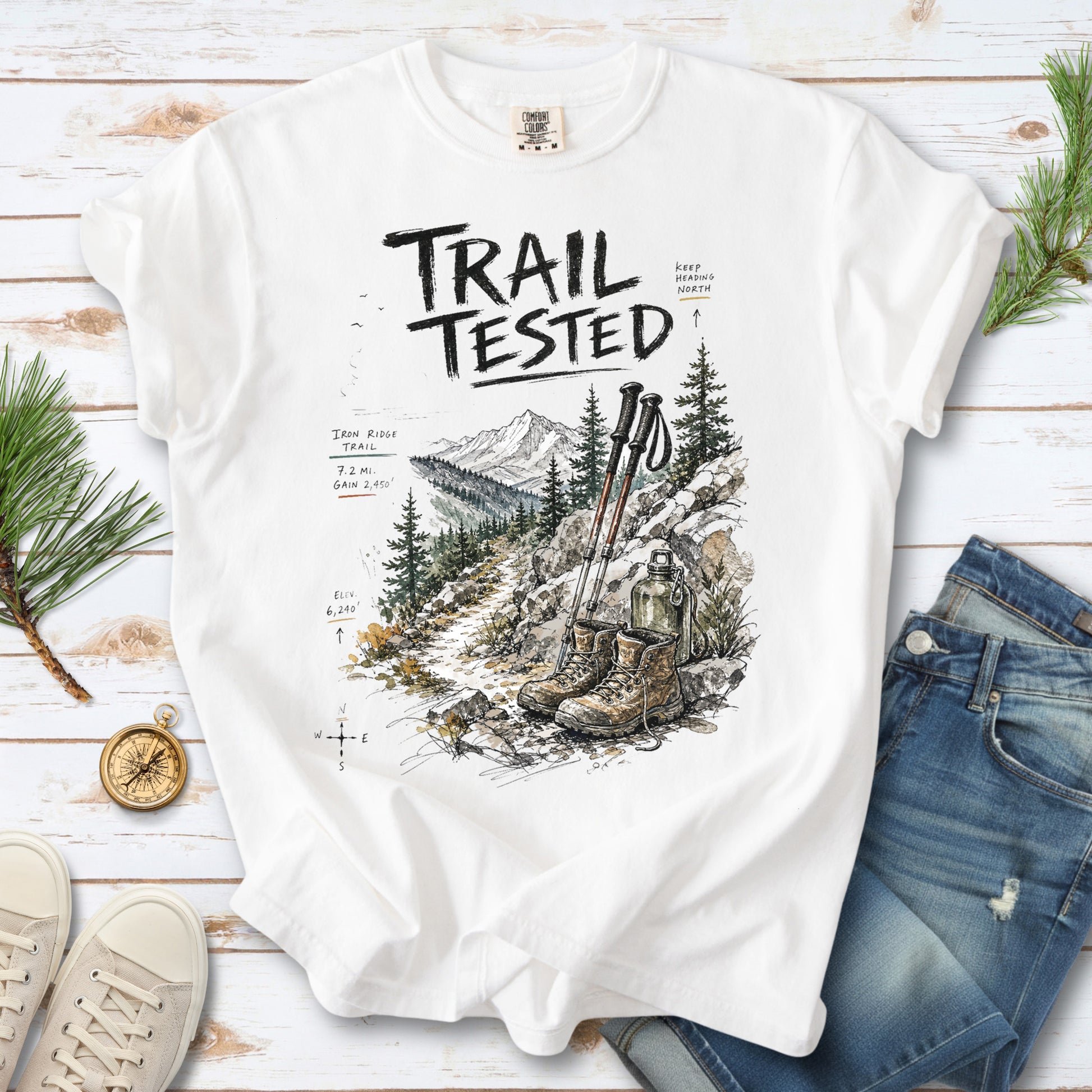 Trail Tested Comfort Colors Shirt – Vintage Hiking Boots T-Shirt