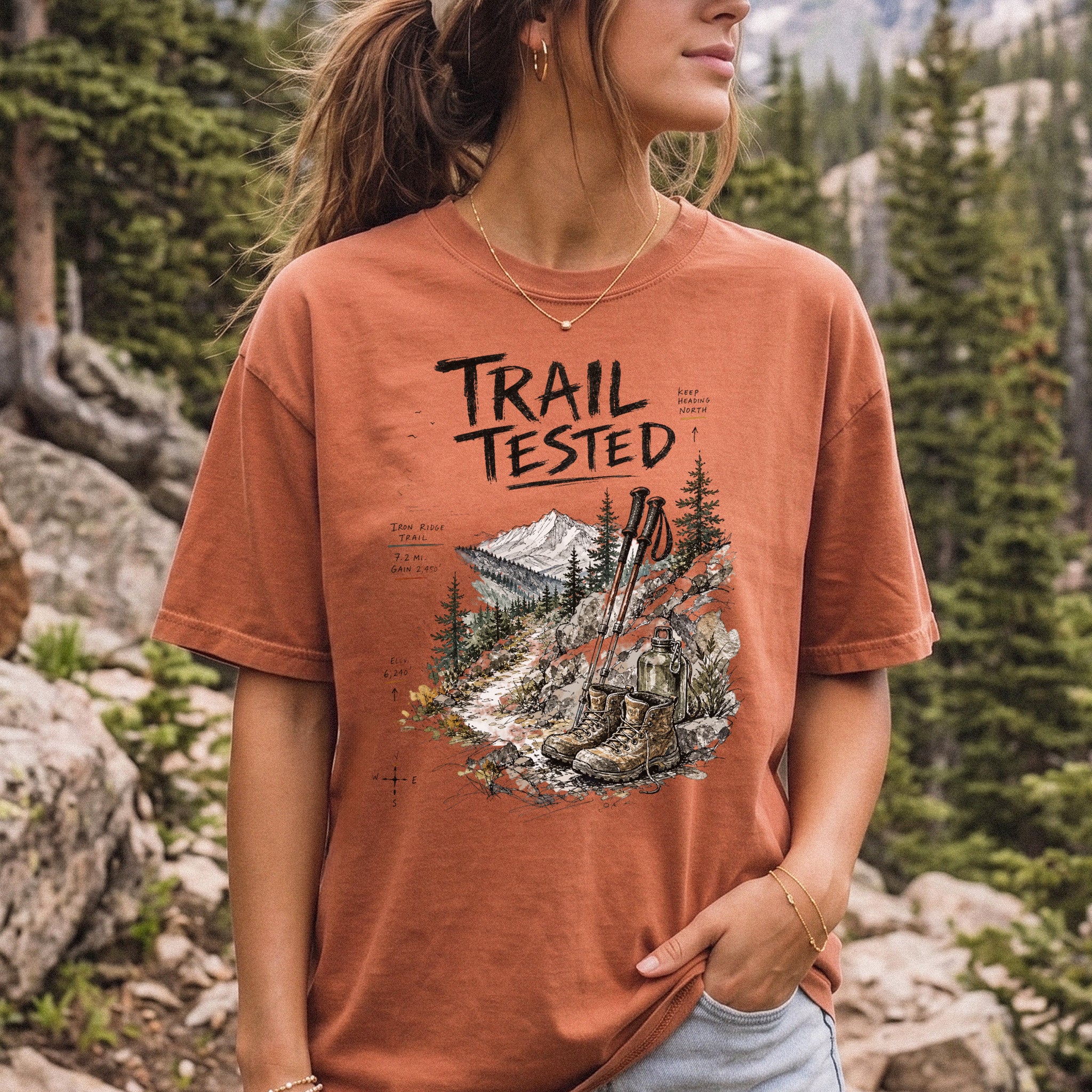 Trail Tested Comfort Colors Shirt – Vintage Hiking Boots T-Shirt