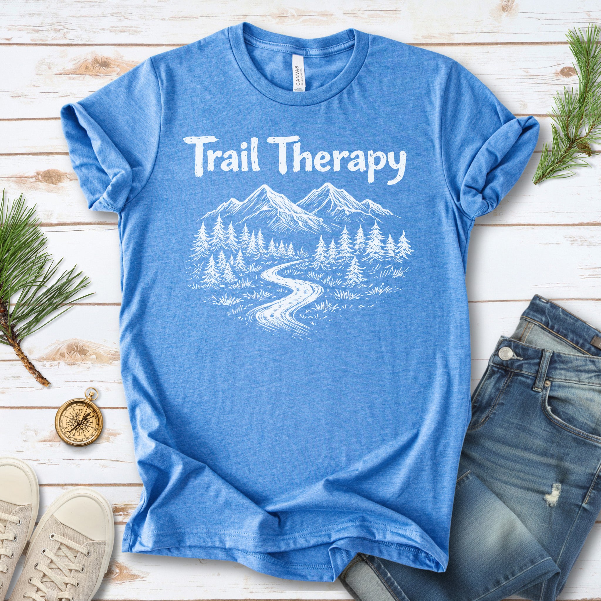 Trail Therapy Mountain Forest Mindful Hiking T-Shirt