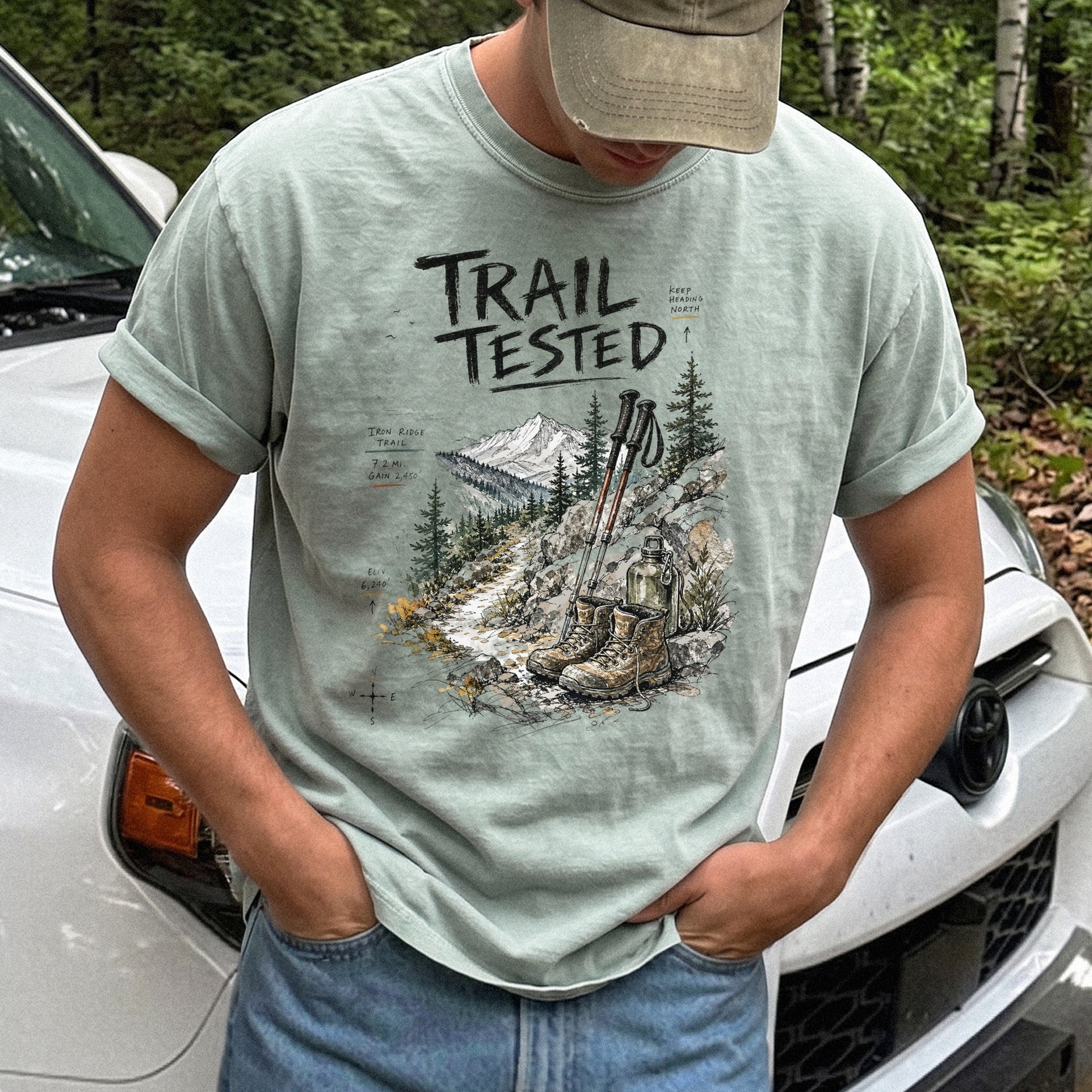 Trail Tested Comfort Colors Shirt – Vintage Hiking Boots T-Shirt