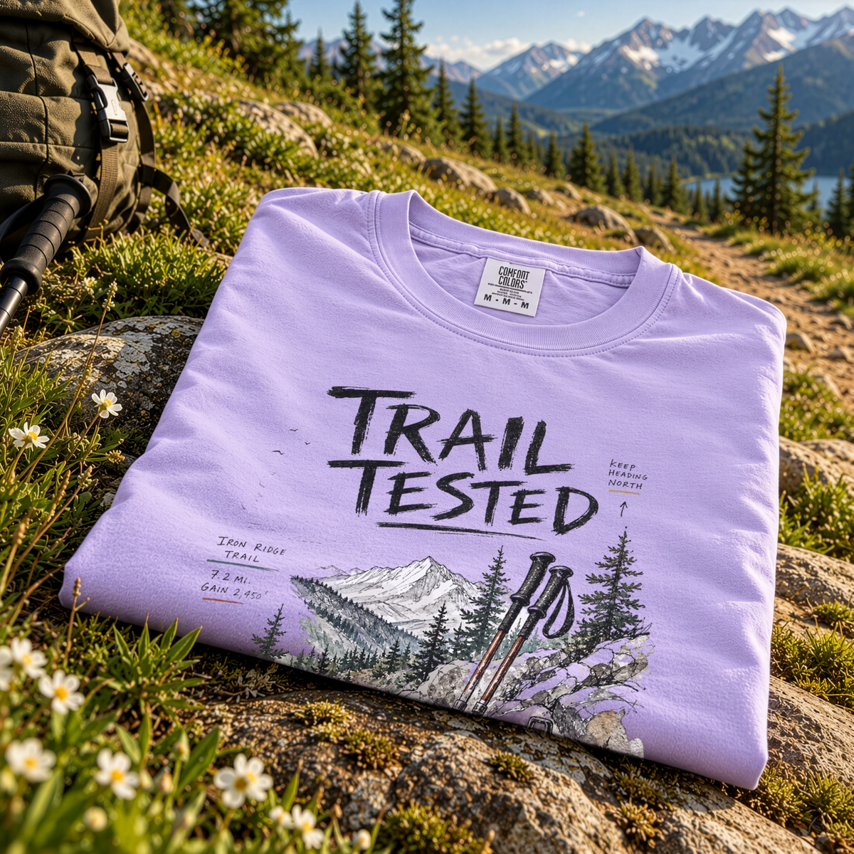 Trail Tested Comfort Colors Shirt – Vintage Hiking Boots T-Shirt