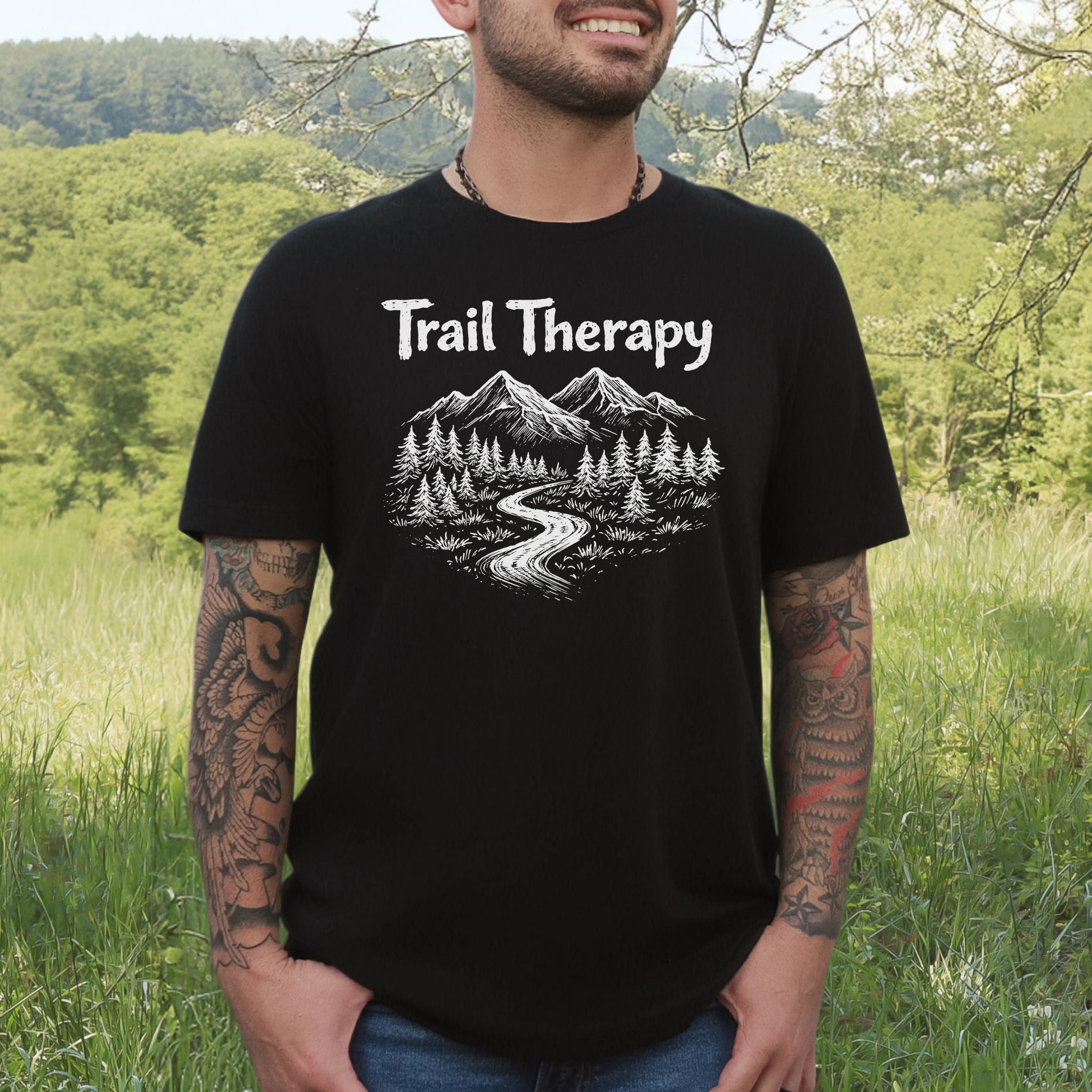 Trail Therapy Mountain Forest Mindful Hiking T-Shirt
