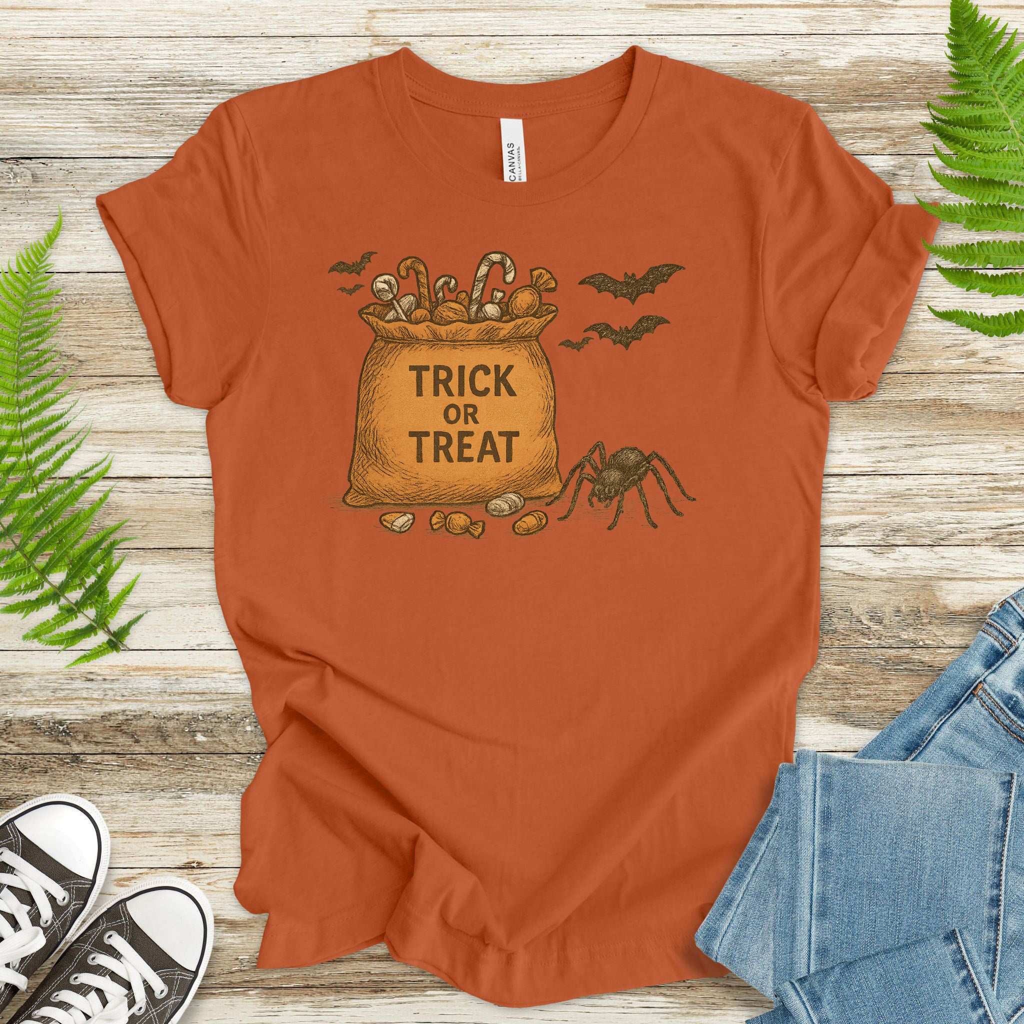 Trick or Treat Bag T-Shirt – Vintage Spooky Halloween Candy Tee