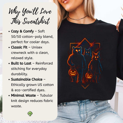 Trick-or-Treat Beasts Sweatshirt – Neon Forest Creatures Halloween Vibes