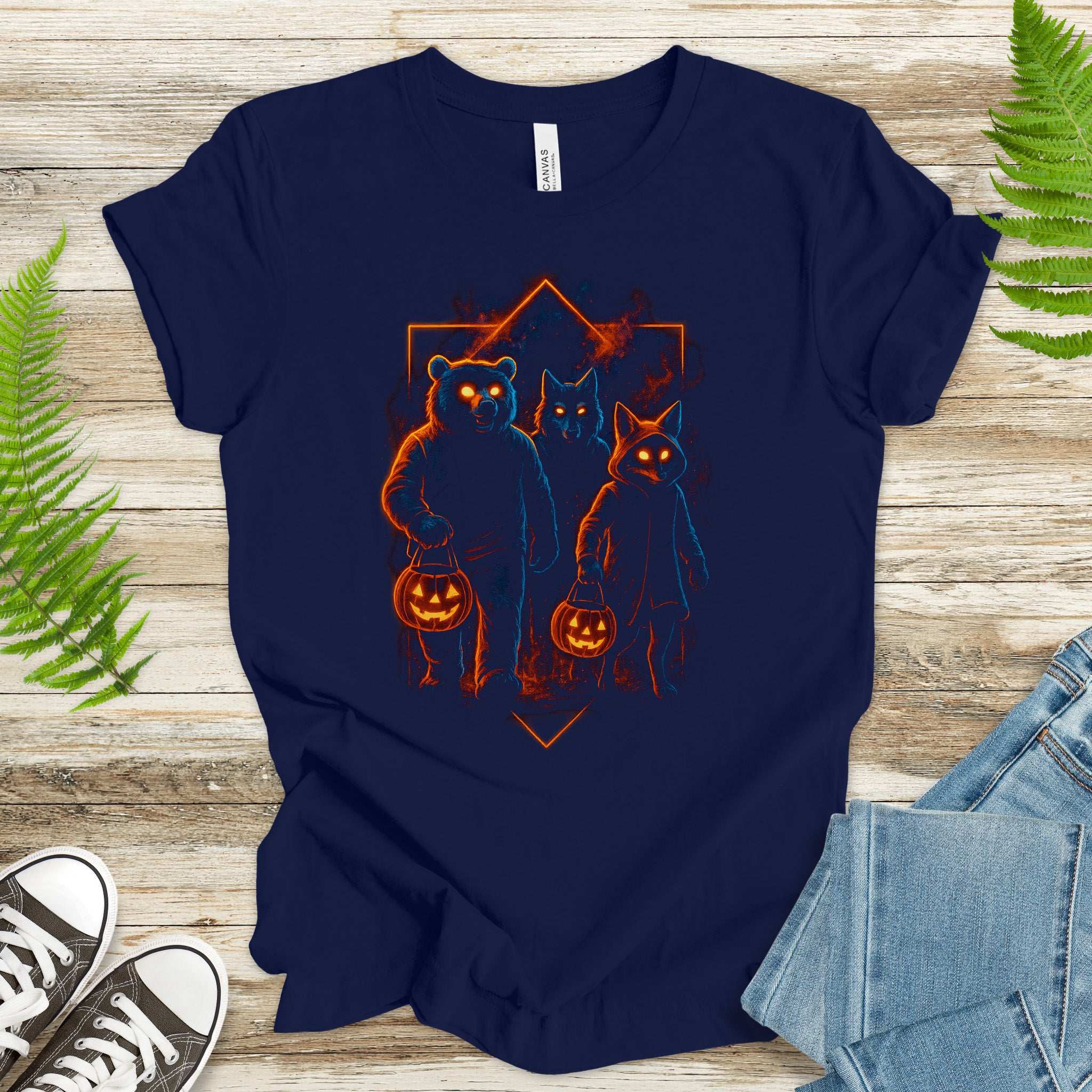 Trick-or-Treat Beasts T-Shirt – Neon Forest Creatures Halloween Tee