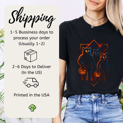 Trick-or-Treat Beasts T-Shirt – Neon Forest Creatures Halloween Tee