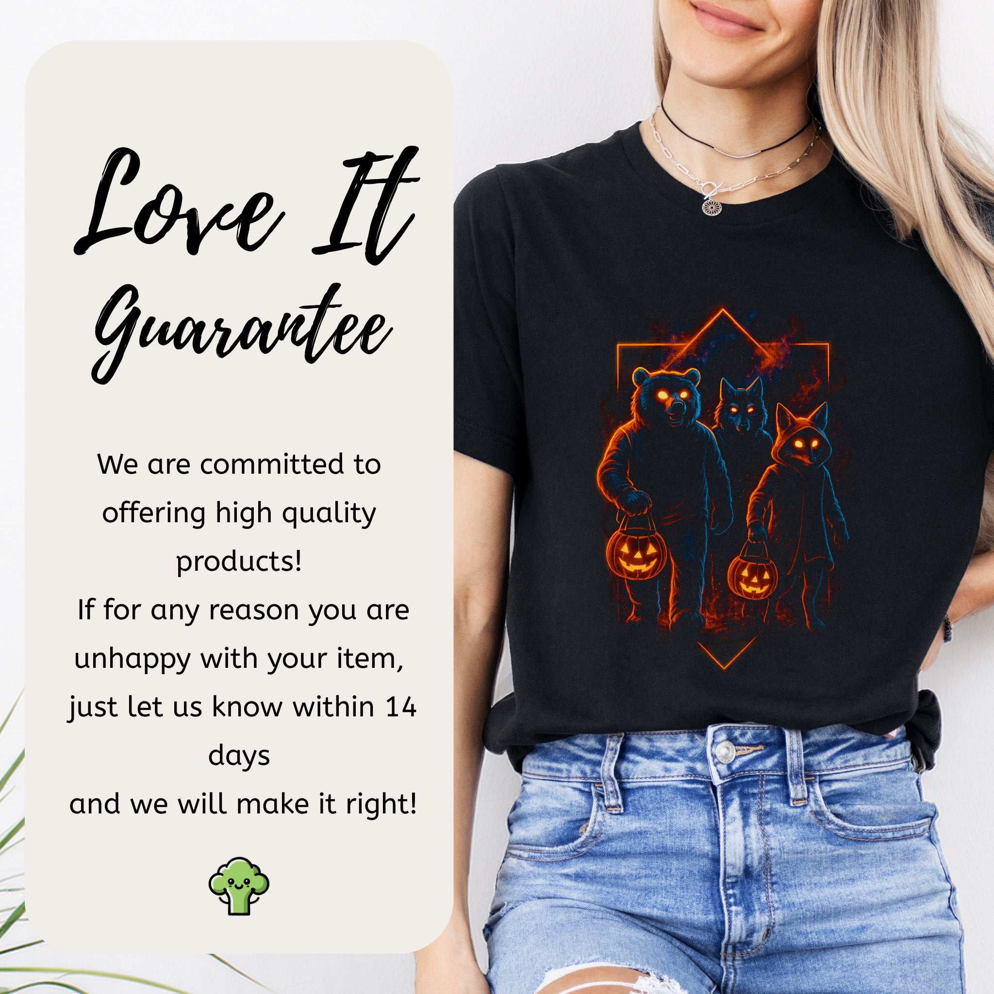 Trick-or-Treat Beasts T-Shirt – Neon Forest Creatures Halloween Tee