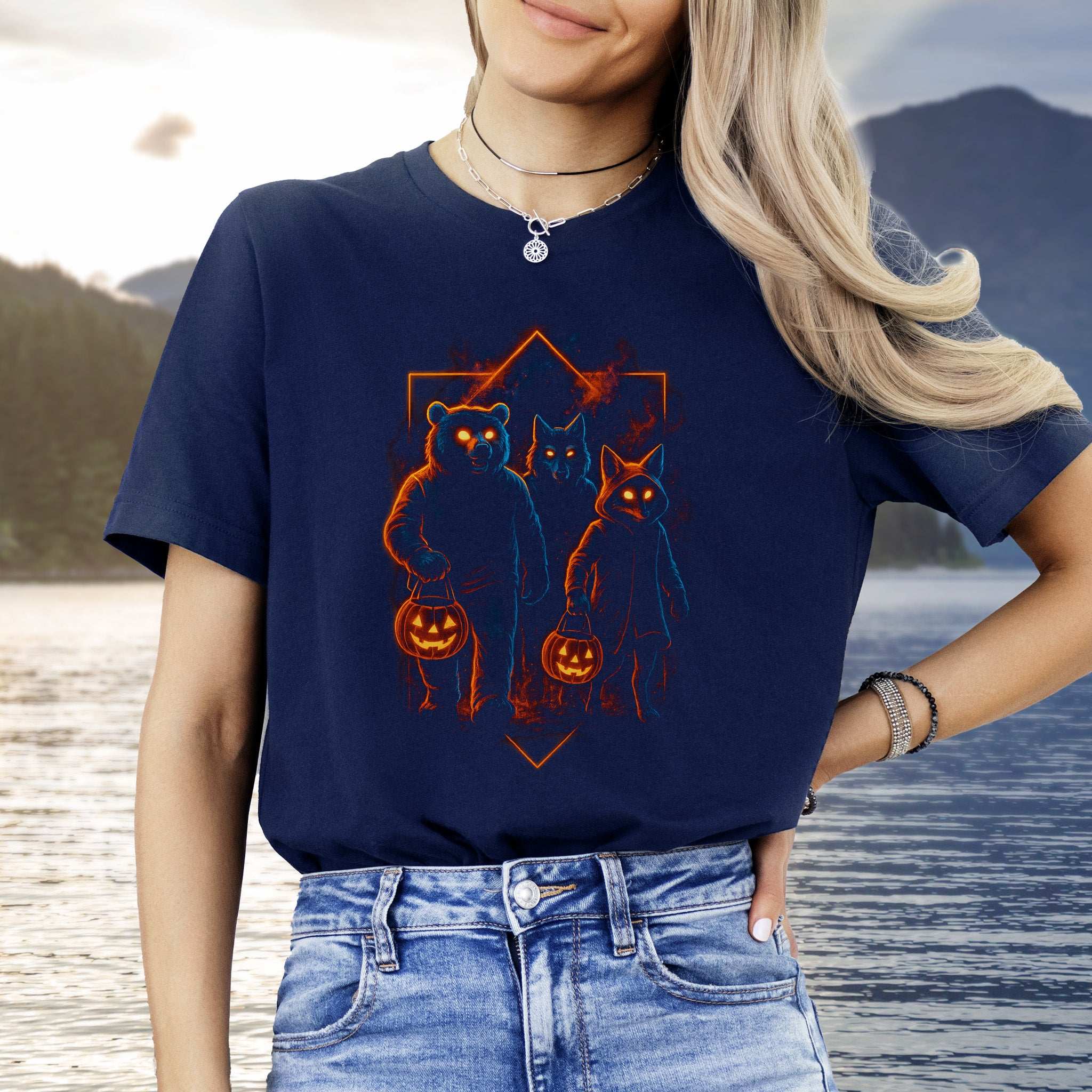 Trick-or-Treat Beasts T-Shirt – Neon Forest Creatures Halloween Tee