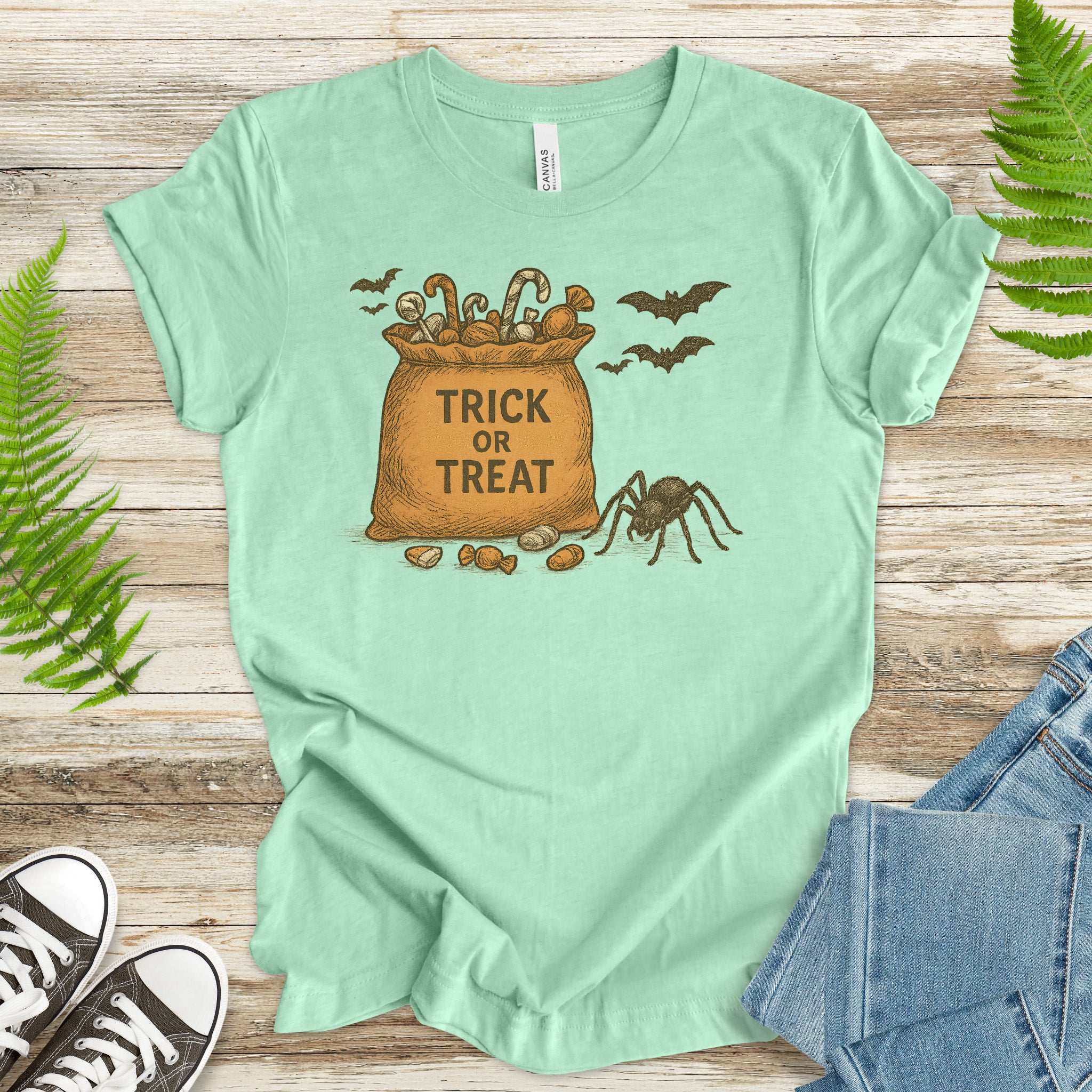 Trick or Treat Bag T-Shirt – Vintage Spooky Halloween Candy Tee