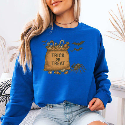 Trick or Treat Bag Sweatshirt – Vintage Spooky Halloween Candy Vibes