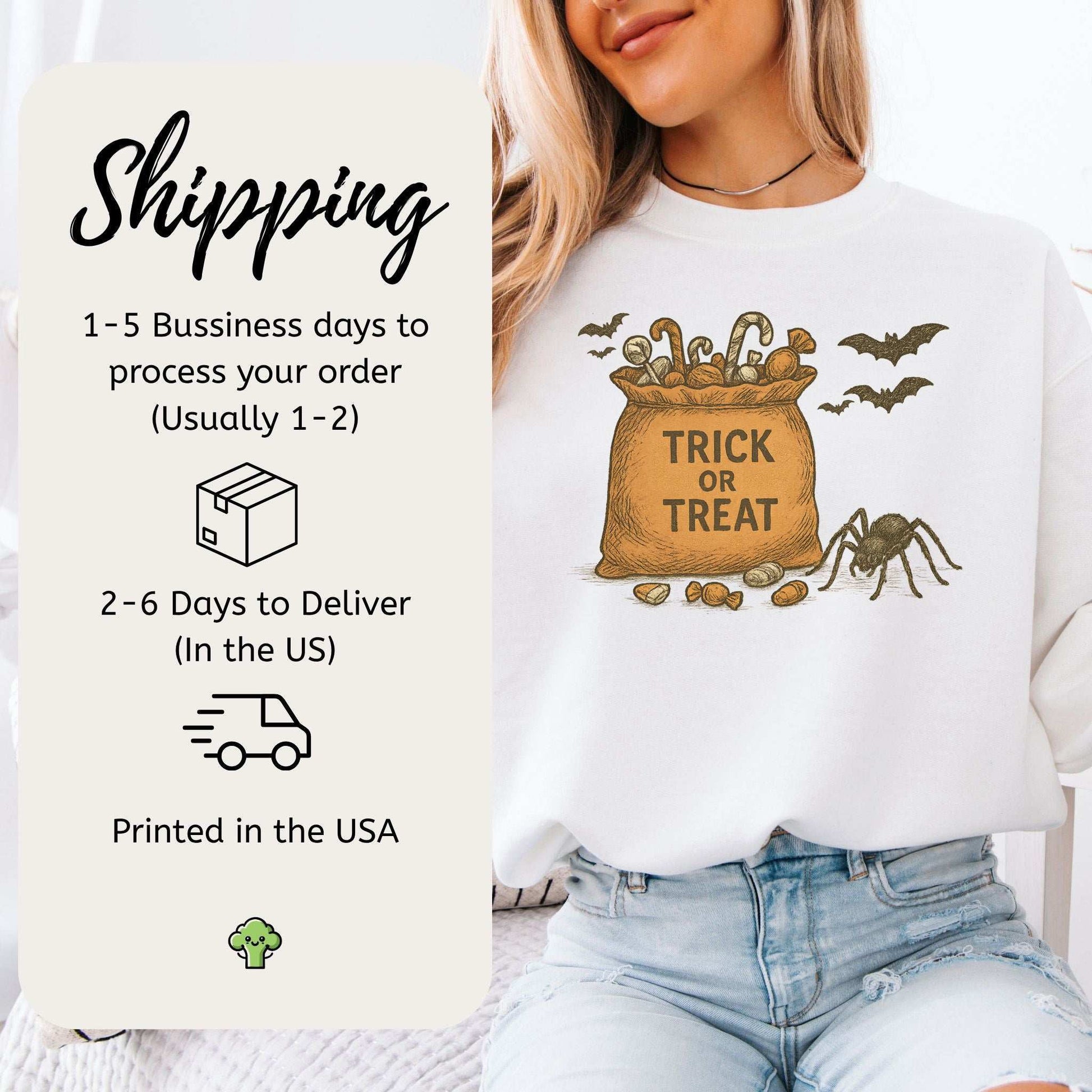 Trick or Treat Bag Sweatshirt – Vintage Spooky Halloween Candy Vibes