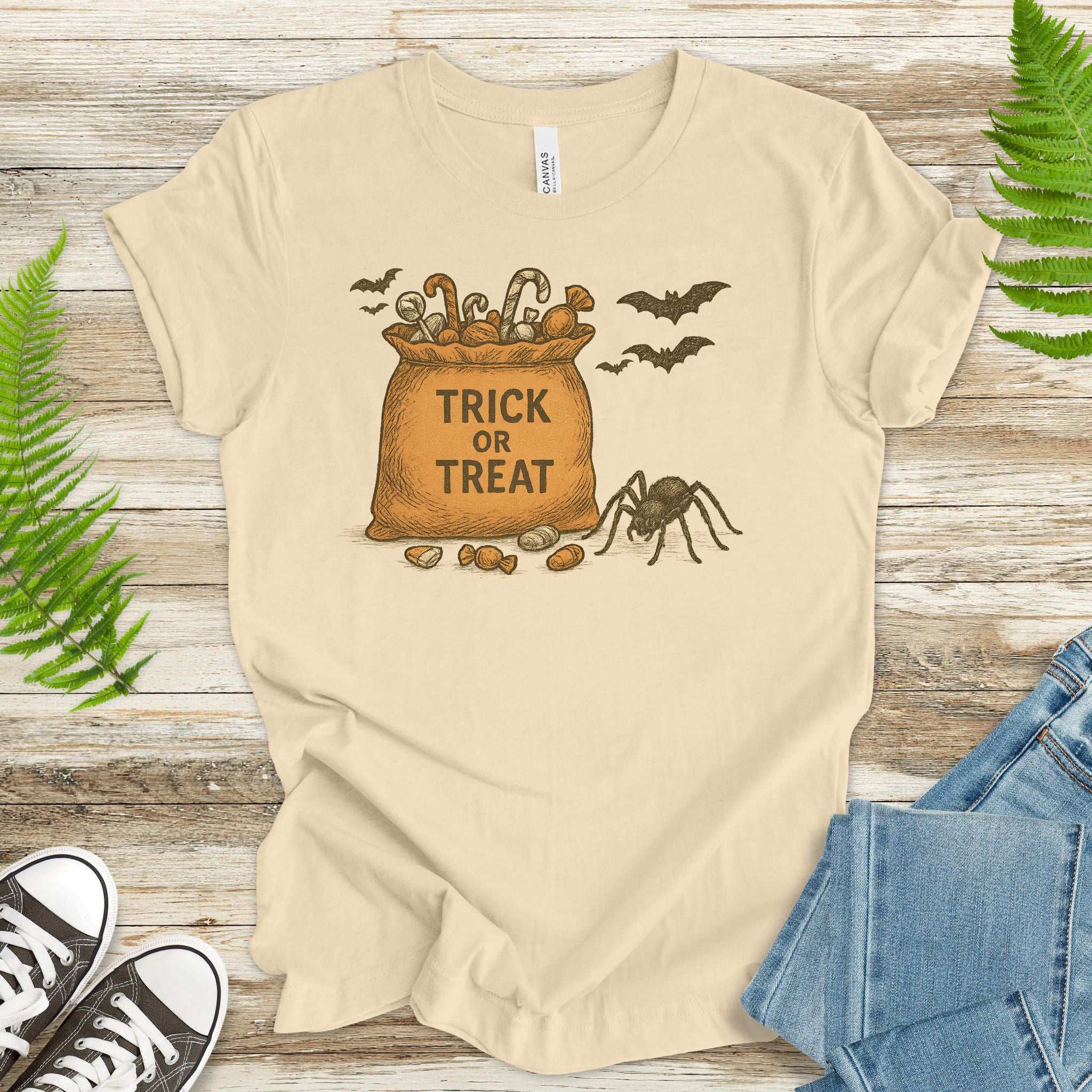 Trick or Treat Bag T-Shirt – Vintage Spooky Halloween Candy Tee