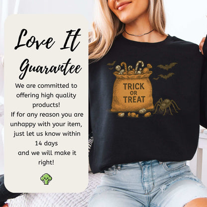 Trick or Treat Bag Sweatshirt – Vintage Spooky Halloween Candy Vibes