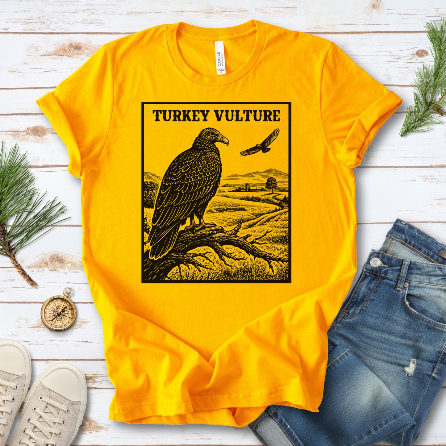 Turkey Vulture Vintage Countryside Wildlife Raptor T-Shirt